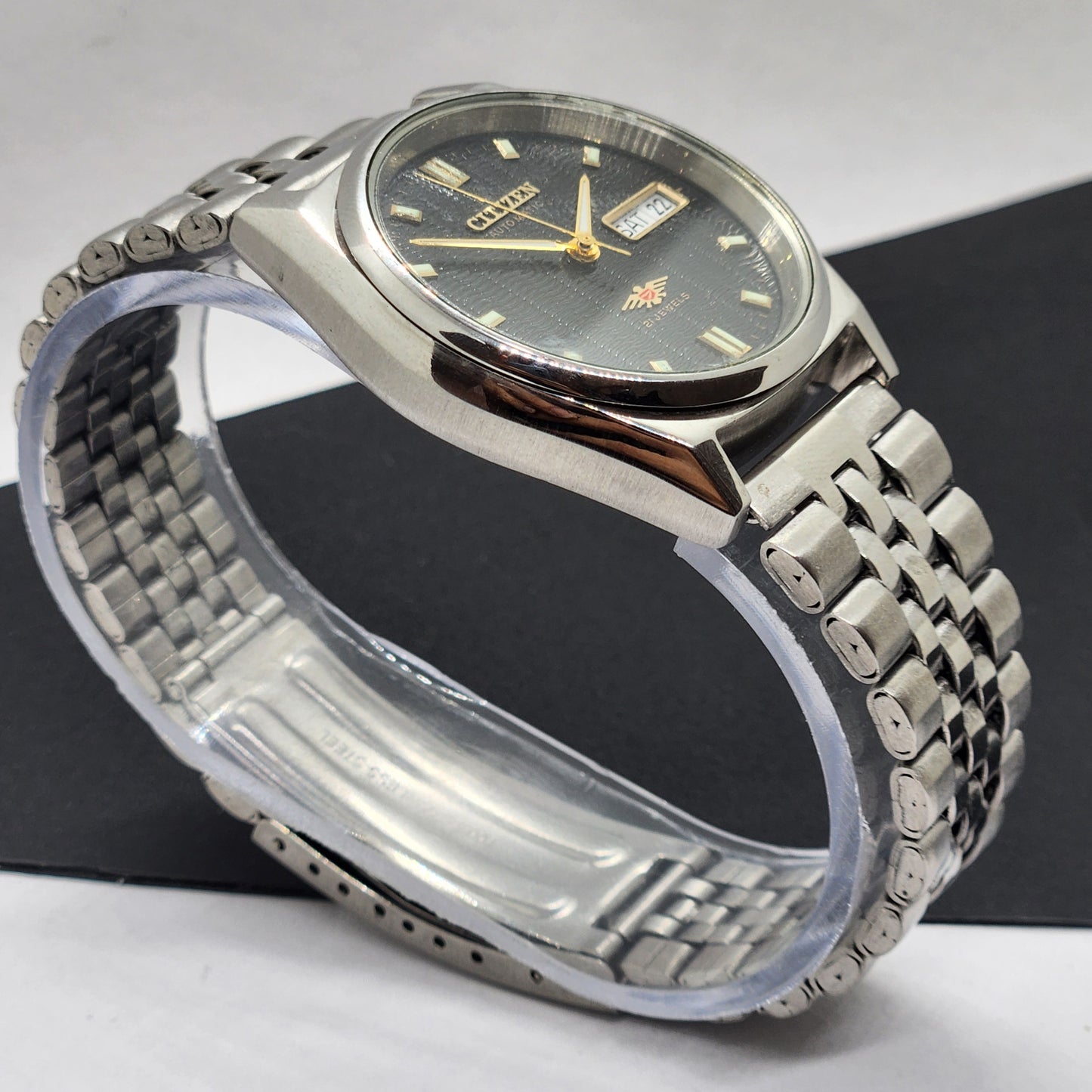 Vintage 1975 Original Citizen Automatic Cal. 8200 Black Face 21 Jewels Day-Date Japanese Men's Wrist Watch EG36