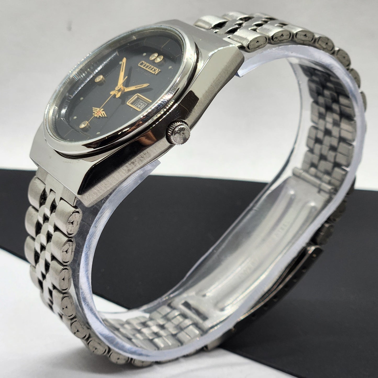 Vintage 1980 Original Citizen Automatic Cal. 8200 Black Face 21 Jewels Day-Date Japanese Men's Wrist Watch EG37