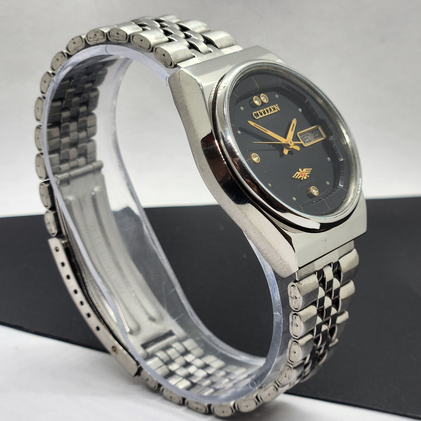Vintage 1980 Original Citizen Automatic Cal. 8200 Black Face 21 Jewels Day-Date Japanese Men's Wrist Watch EG37