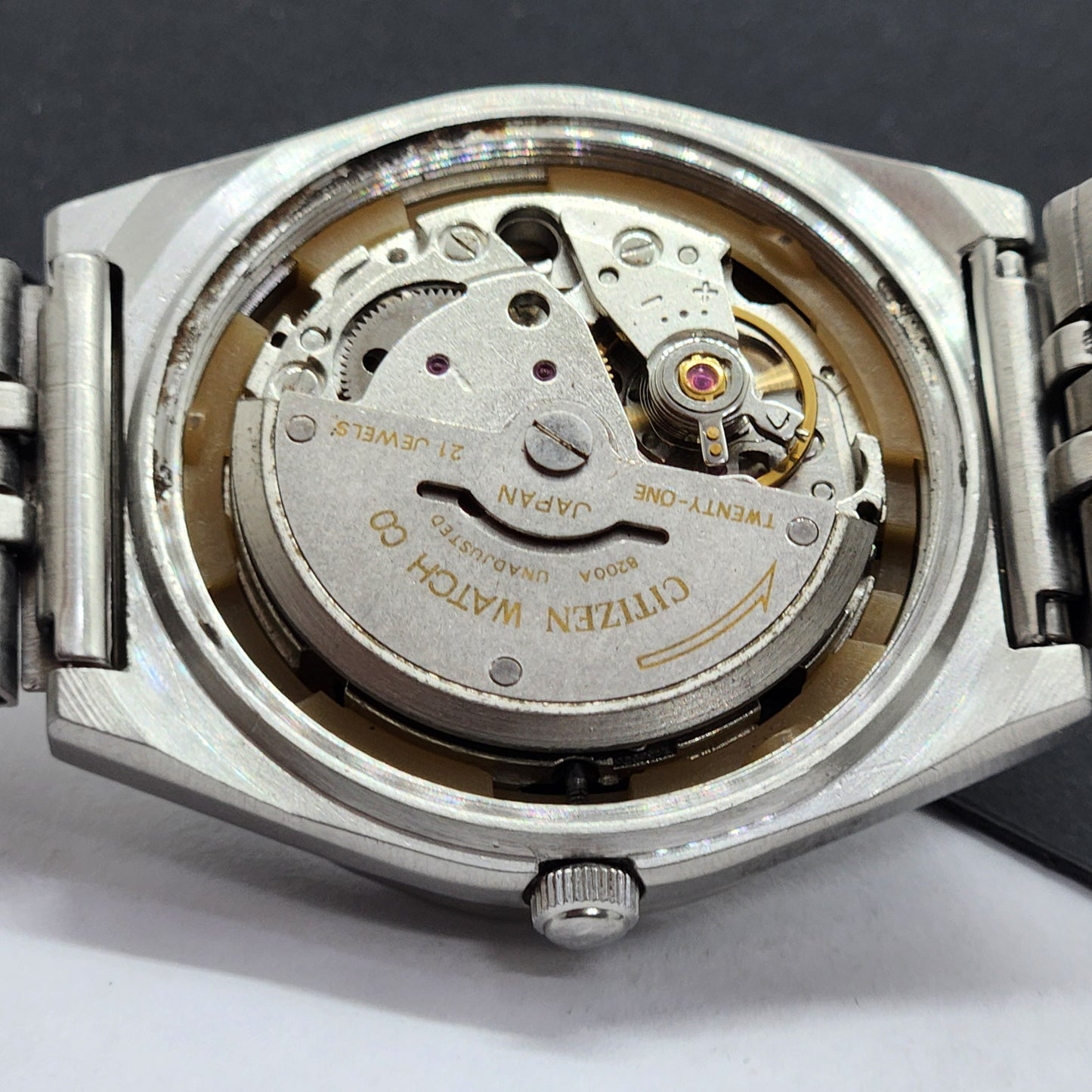 Vintage 1980 Original Citizen Automatic Cal. 8200 Black Face 21 Jewels Day-Date Japanese Men's Wrist Watch EG37