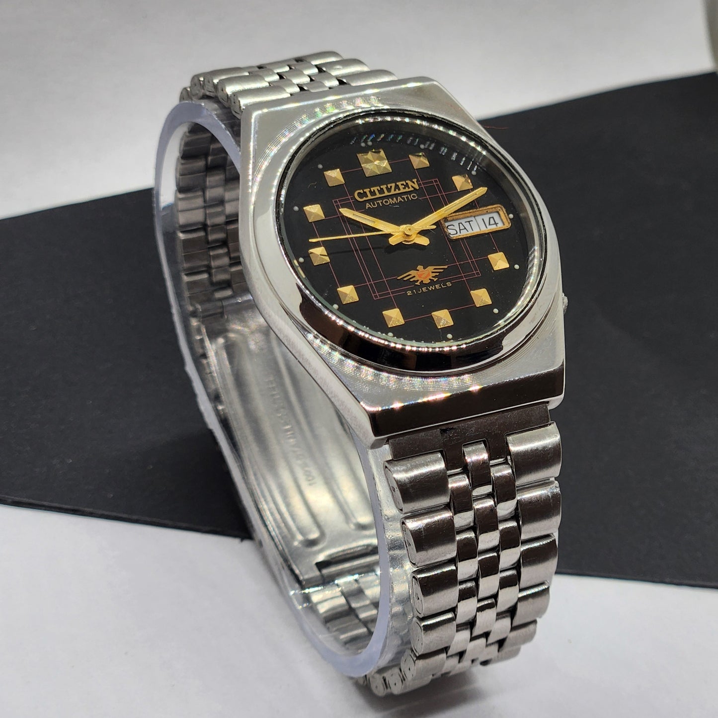 Vintage 1983 Original Citizen Automatic Cal. 8200 Black Face 21 Jewels Day-Date Japanese Men's Wrist Watch EG39