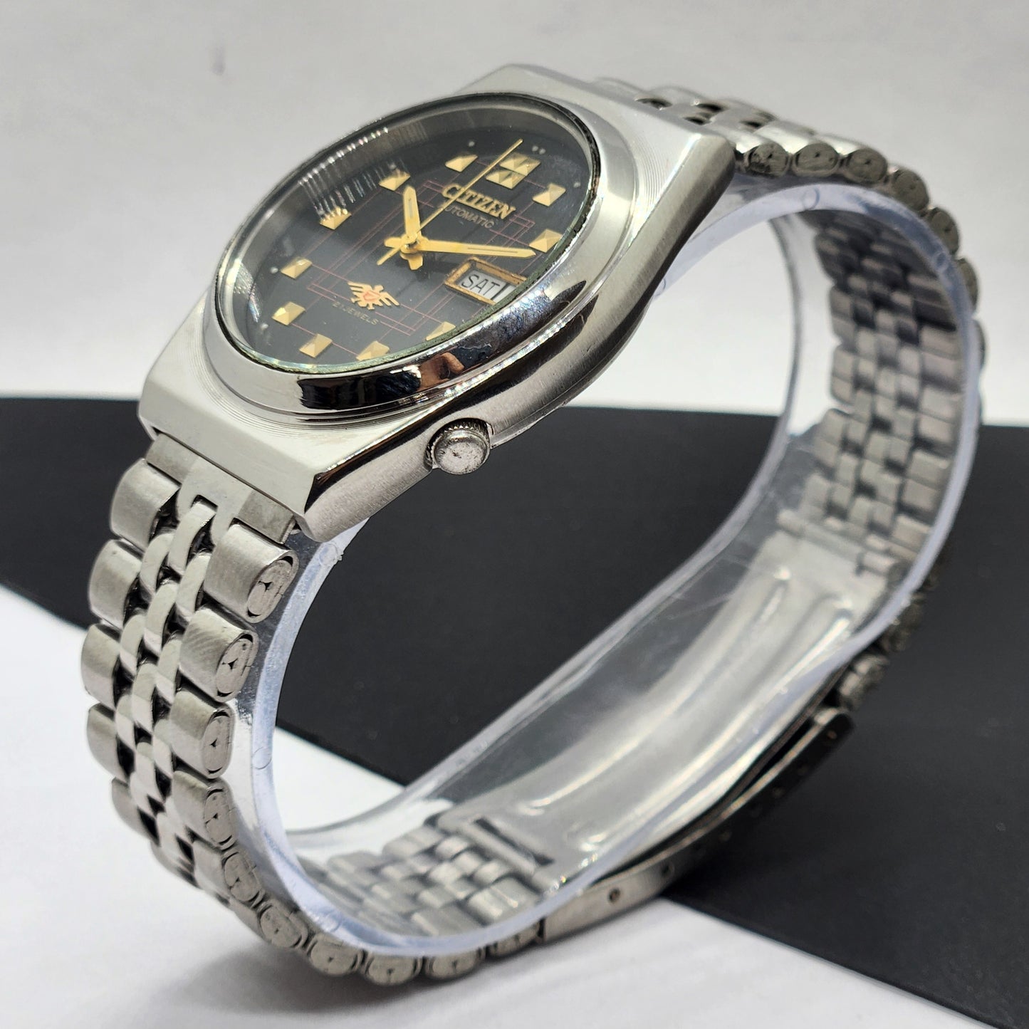 Vintage 1983 Original Citizen Automatic Cal. 8200 Black Face 21 Jewels Day-Date Japanese Men's Wrist Watch EG39