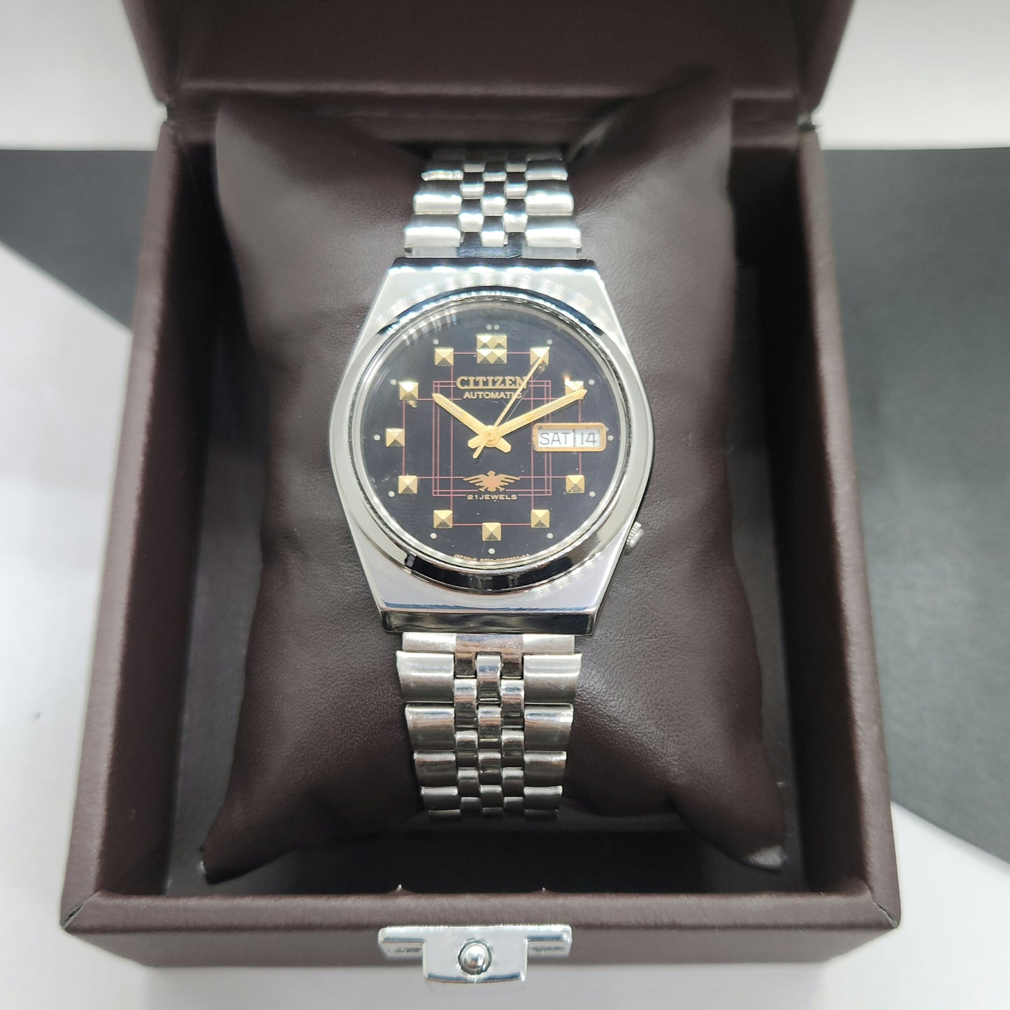 Vintage 1983 Original Citizen Automatic Cal. 8200 Black Face 21 Jewels Day-Date Japanese Men's Wrist Watch EG39