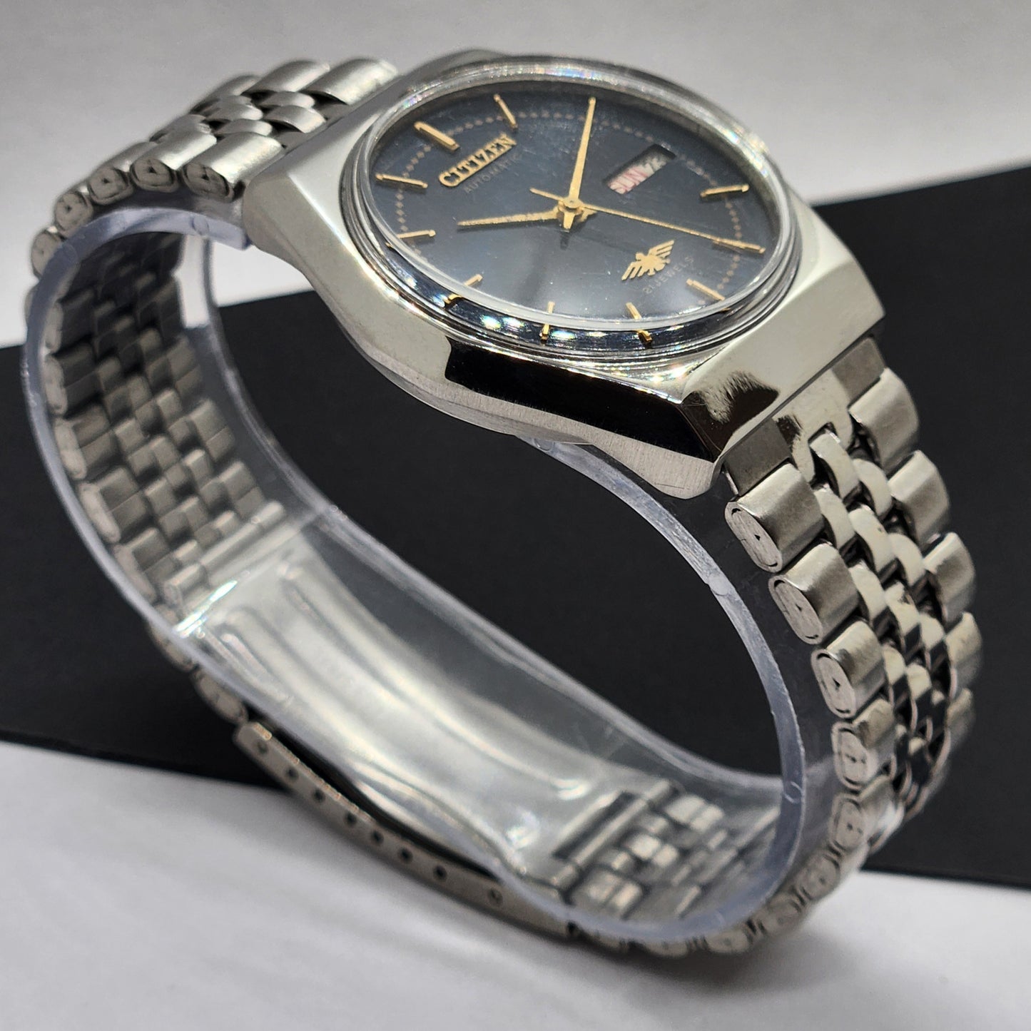 Vintage 1984 Original Citizen Automatic Cal. 8200 Black Face 21 Jewels Day-Date Japanese Men's Wrist Watch EG40