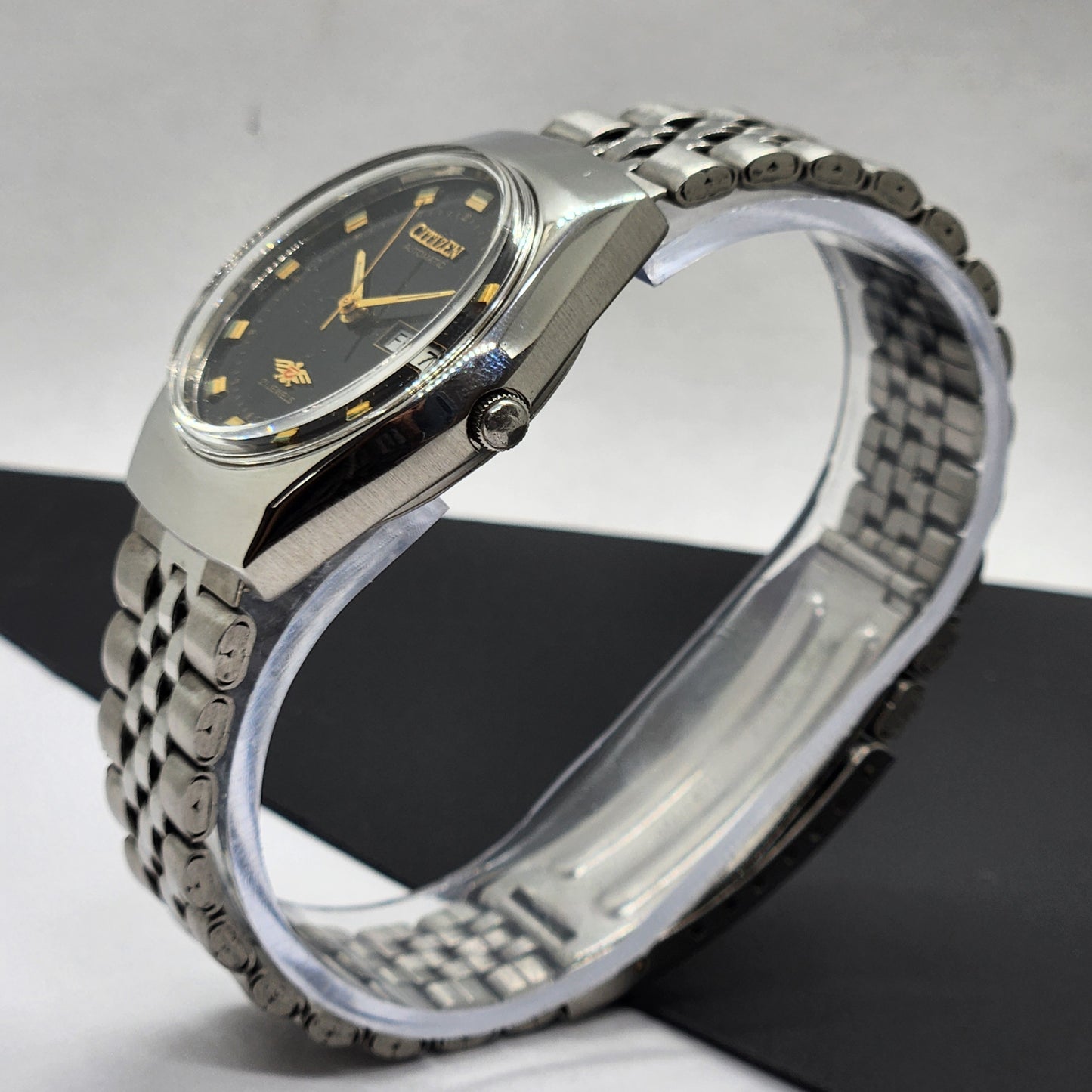 Vintage 1990 Original Citizen Automatic Cal. 8200 Black Face 21 Jewels Day-Date Japanese Men's Wrist Watch EG42