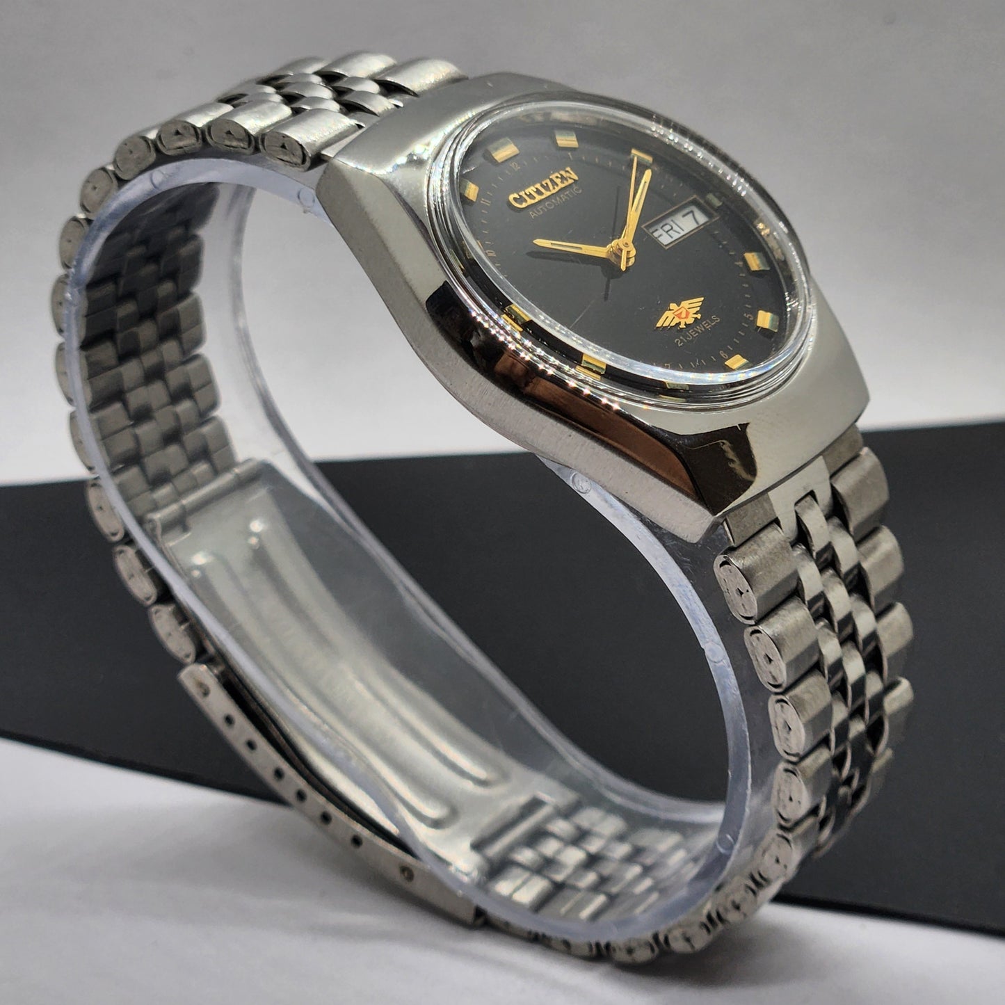 Vintage 1990 Original Citizen Automatic Cal. 8200 Black Face 21 Jewels Day-Date Japanese Men's Wrist Watch EG42