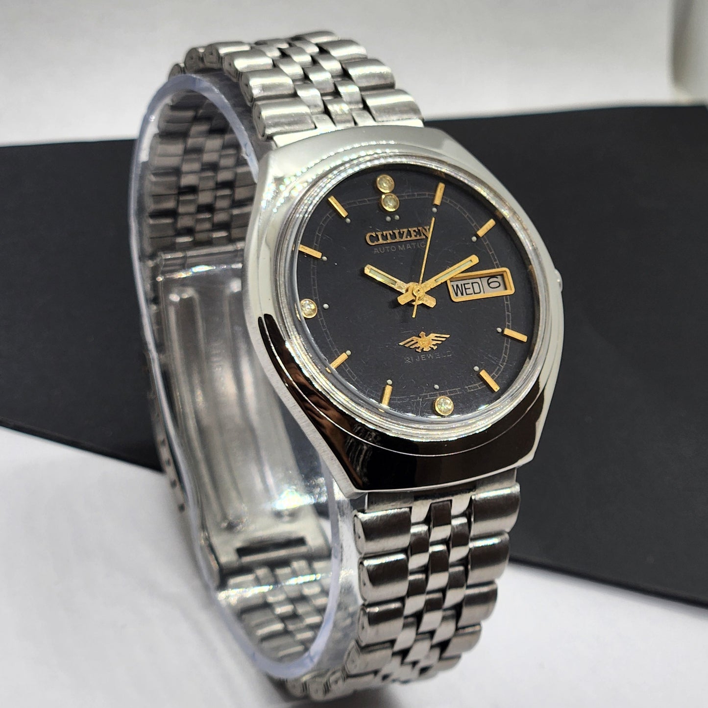 Vintage 1991 Original Citizen Automatic Cal. 8200 Black Face 21 Jewels Day-Date Japanese Men's Wrist Watch EG43
