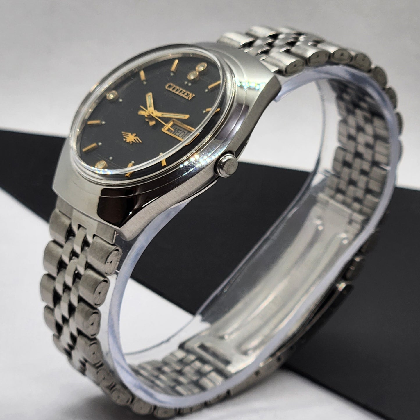 Vintage 1991 Original Citizen Automatic Cal. 8200 Black Face 21 Jewels Day-Date Japanese Men's Wrist Watch EG43