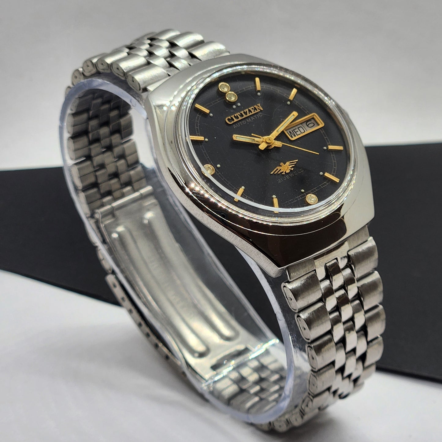 Vintage 1991 Original Citizen Automatic Cal. 8200 Black Face 21 Jewels Day-Date Japanese Men's Wrist Watch EG43