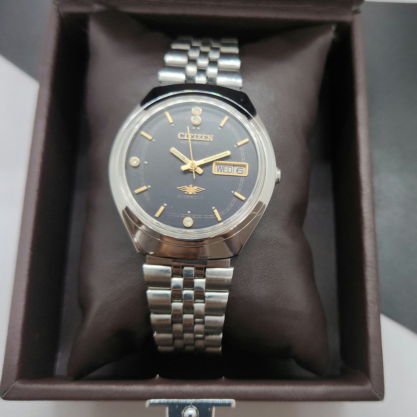 Vintage 1991 Original Citizen Automatic Cal. 8200 Black Face 21 Jewels Day-Date Japanese Men's Wrist Watch EG43