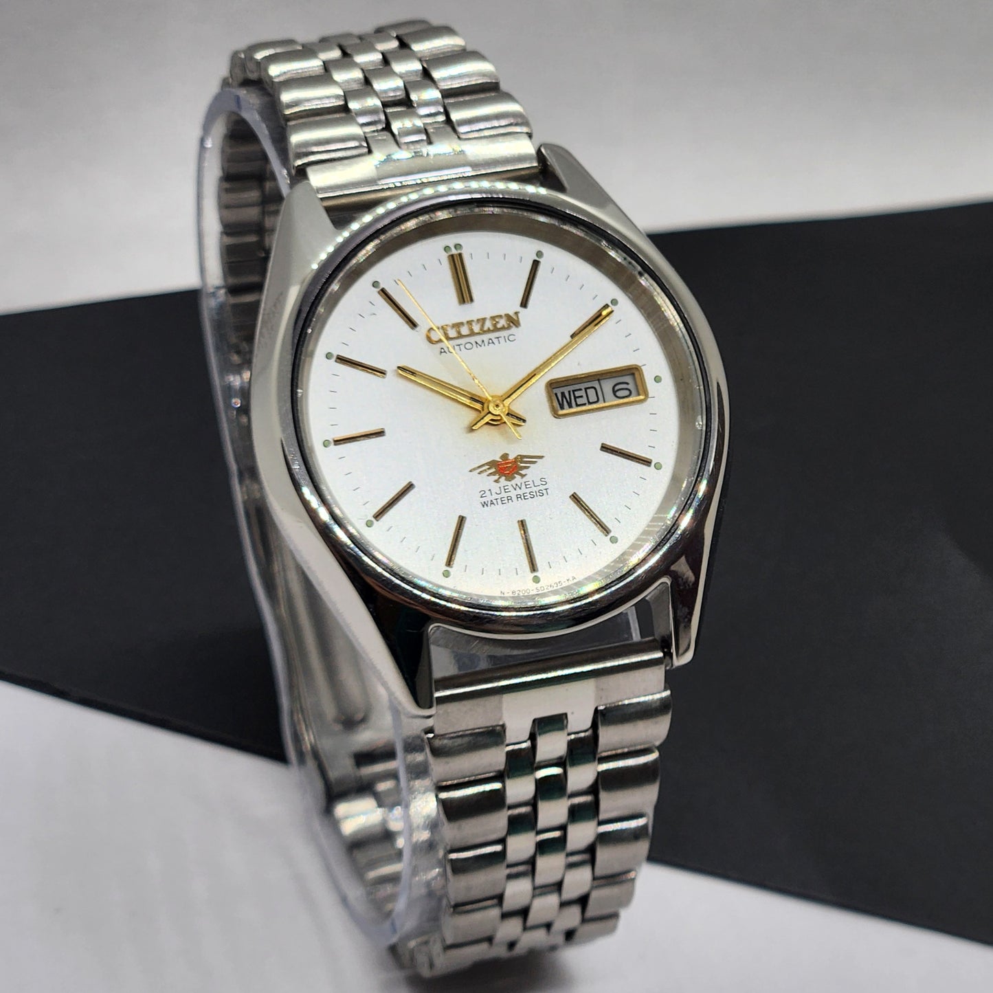 Vintage 1990 Original Citizen Automatic Cal. 8200 White Face 21 Jewels Day-Date Japanese Men's Wrist Watch EG48