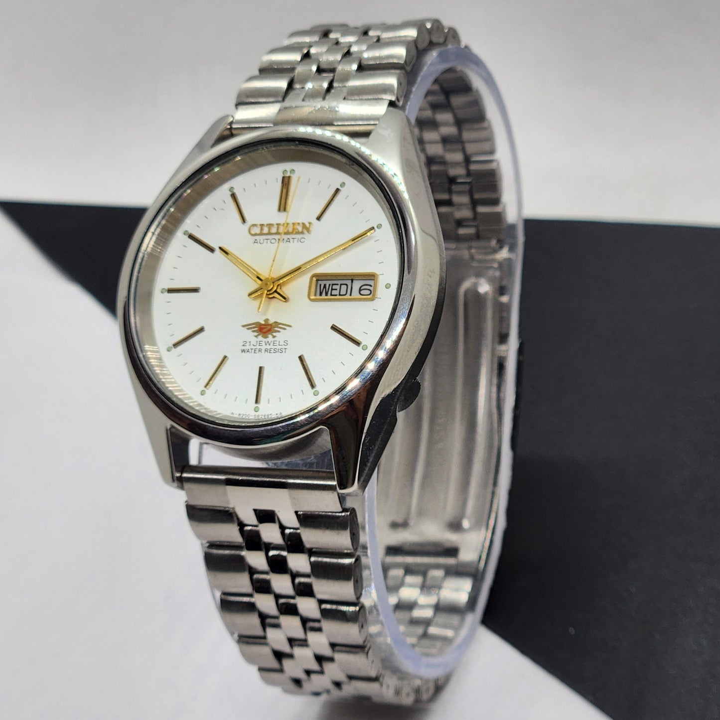 Vintage 1990 Original Citizen Automatic Cal. 8200 White Face 21 Jewels Day-Date Japanese Men's Wrist Watch EG48