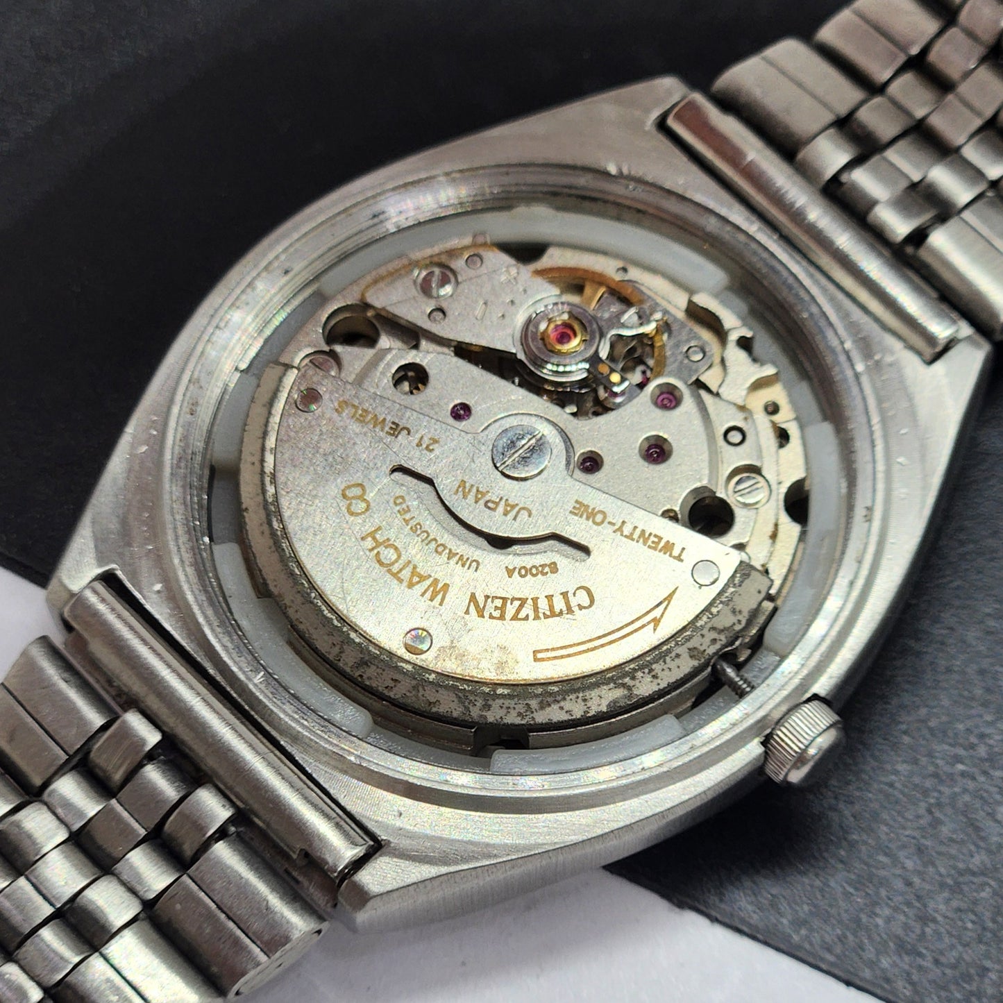 Vintage 1990 Original Citizen Automatic Cal. 8200 Black Face 21 Jewels Day-Date Japanese Men's Wrist Watch EG52