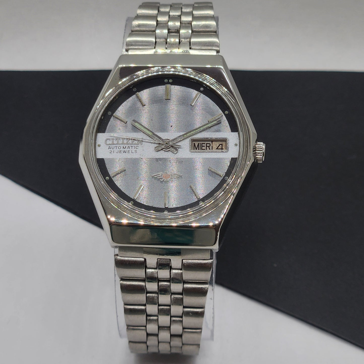 Vintage 1981 Original Citizen Automatic Cal. 8200 Gray Face 21 Jewels Day-Date Japanese Men's Wrist Watch EG53