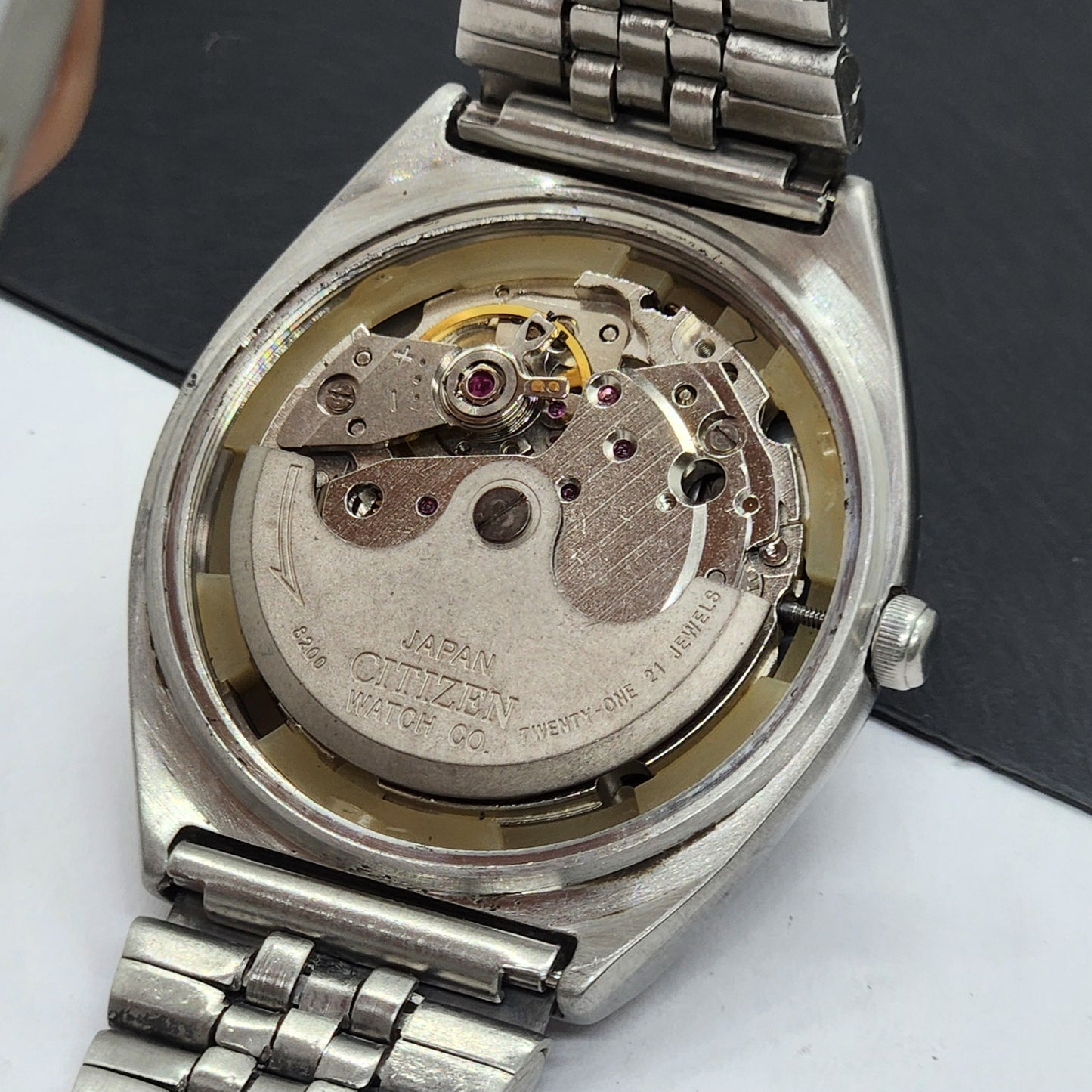 Vintage 1982 Original Citizen Automatic Cal. 8200 Black Face 21 Jewels Day-Date Japanese Men's Wrist Watch EG55