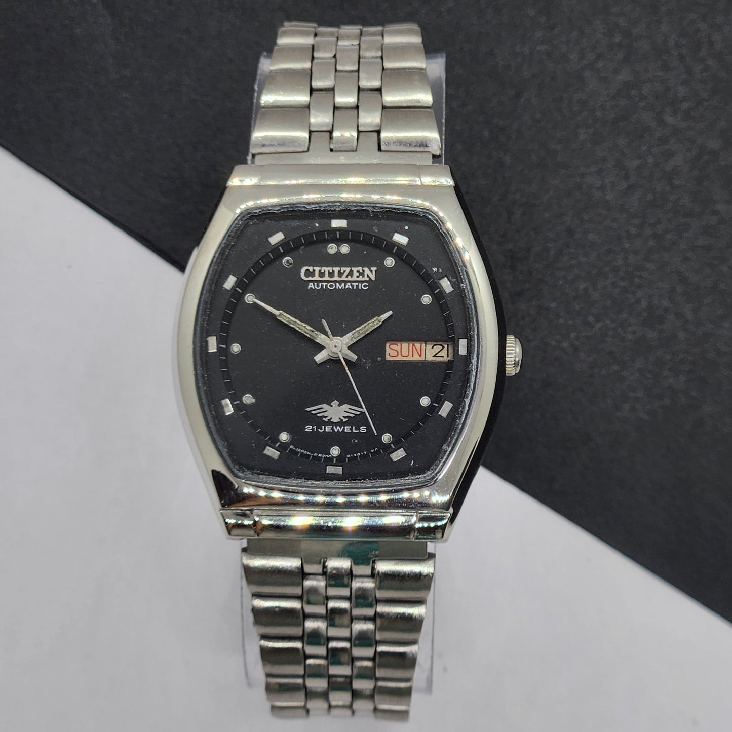 Vintage 1976 Original Citizen Automatic Cal. 8200 Black Face 21 Jewels Day-Date Japanese Men's Wrist Watch EG56