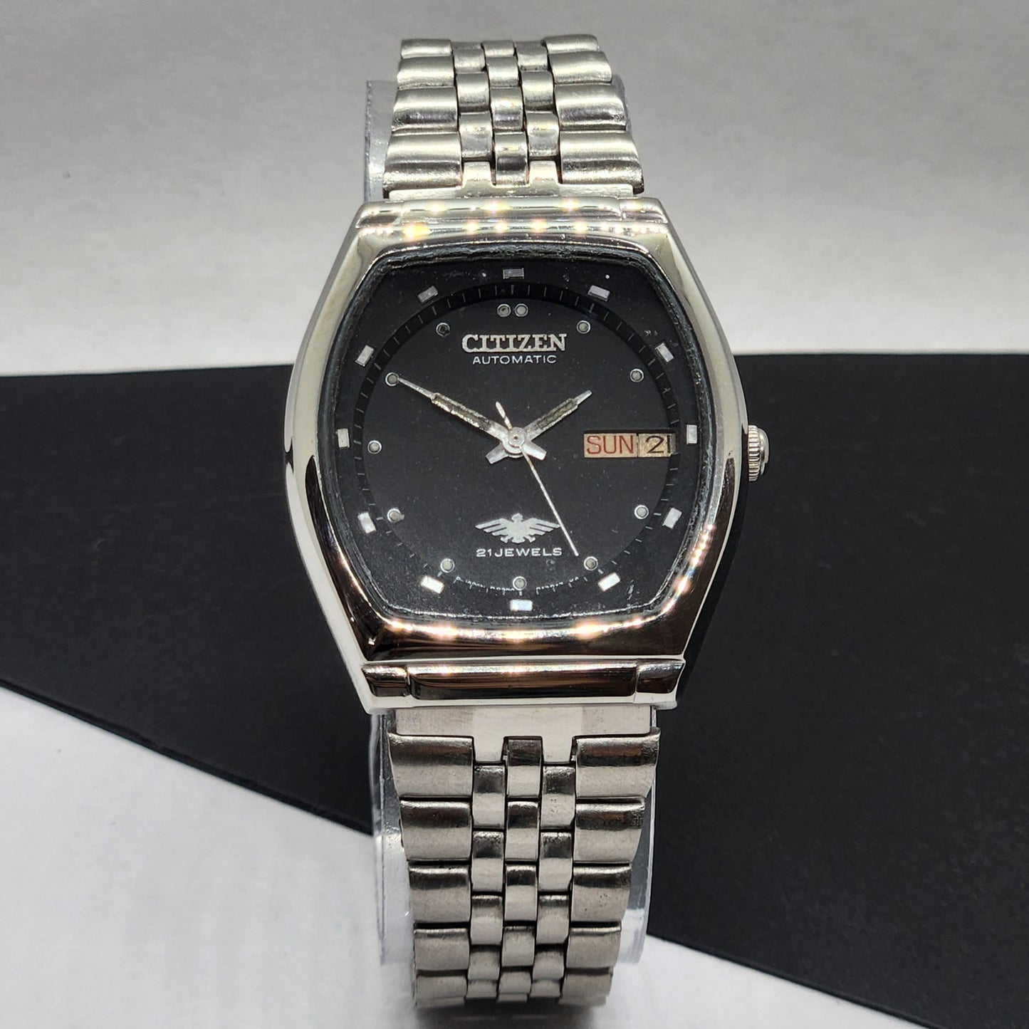 Vintage 1976 Original Citizen Automatic Cal. 8200 Black Face 21 Jewels Day-Date Japanese Men's Wrist Watch EG56