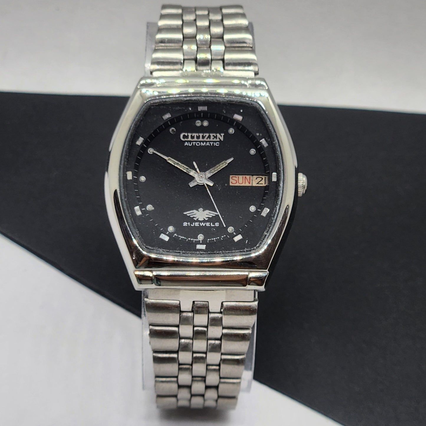 Vintage 1976 Original Citizen Automatic Cal. 8200 Black Face 21 Jewels Day-Date Japanese Men's Wrist Watch EG56