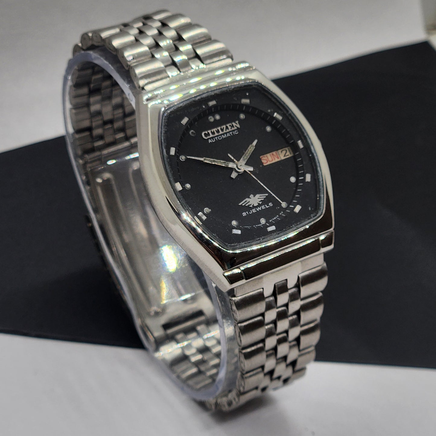 Vintage 1976 Original Citizen Automatic Cal. 8200 Black Face 21 Jewels Day-Date Japanese Men's Wrist Watch EG56