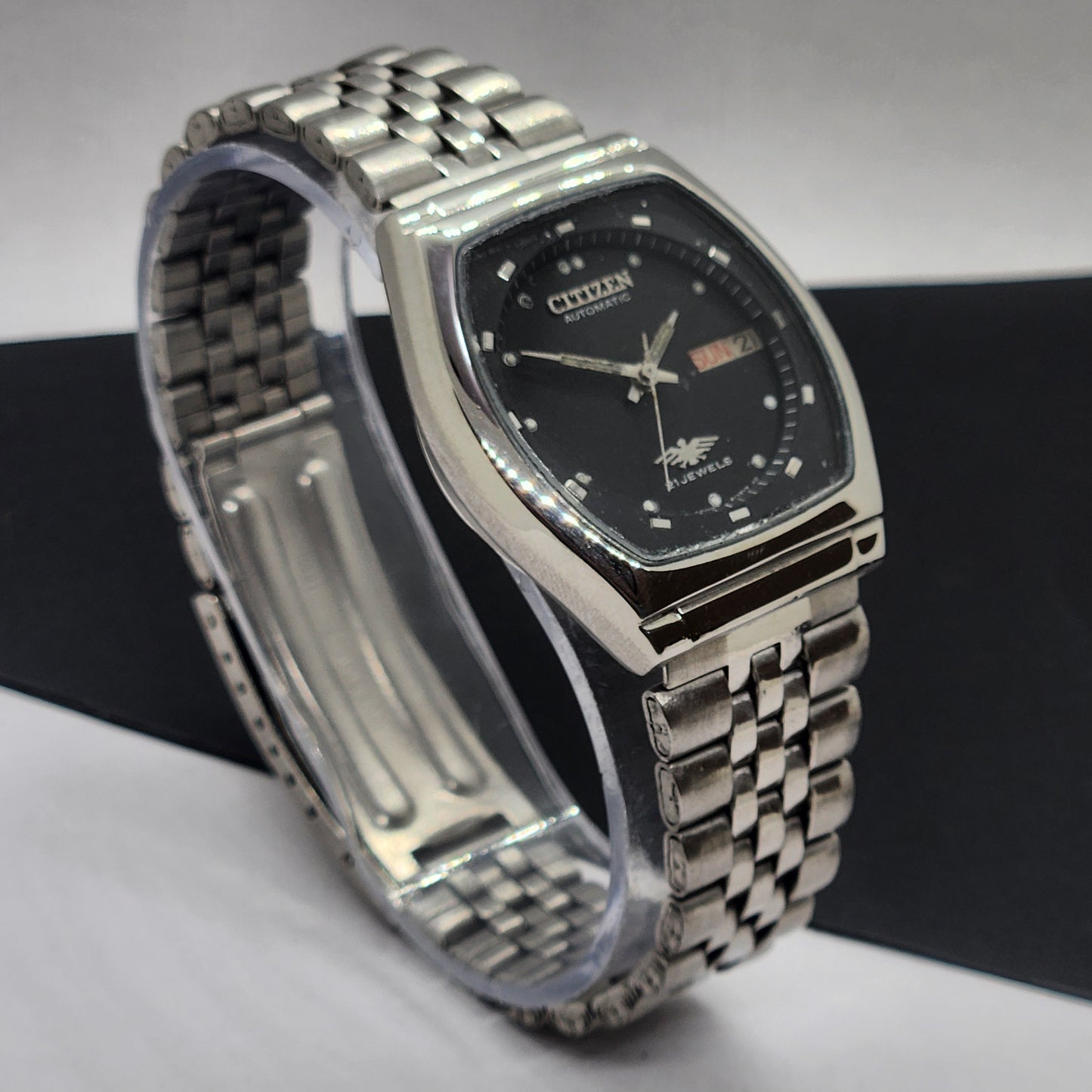Vintage 1976 Original Citizen Automatic Cal. 8200 Black Face 21 Jewels Day-Date Japanese Men's Wrist Watch EG56