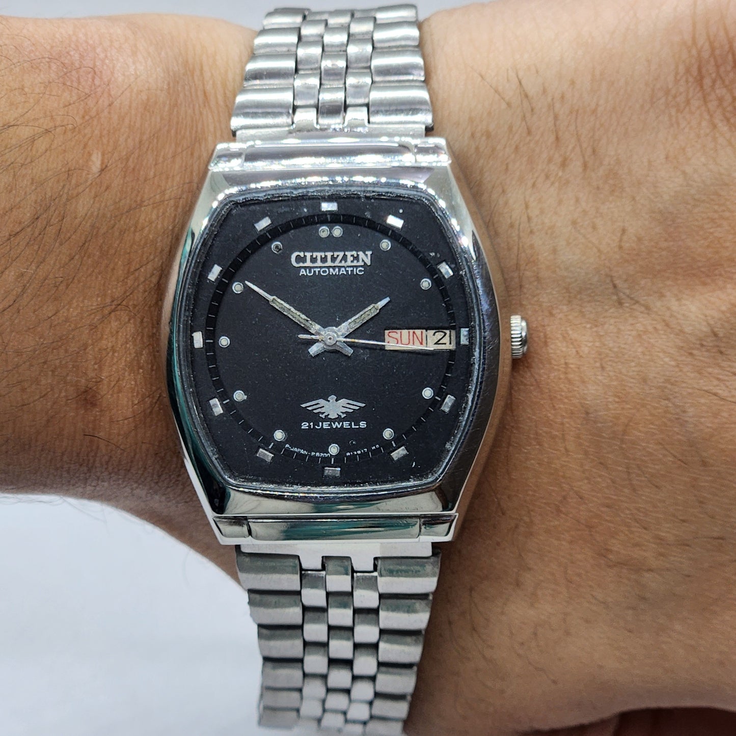 Vintage 1976 Original Citizen Automatic Cal. 8200 Black Face 21 Jewels Day-Date Japanese Men's Wrist Watch EG56