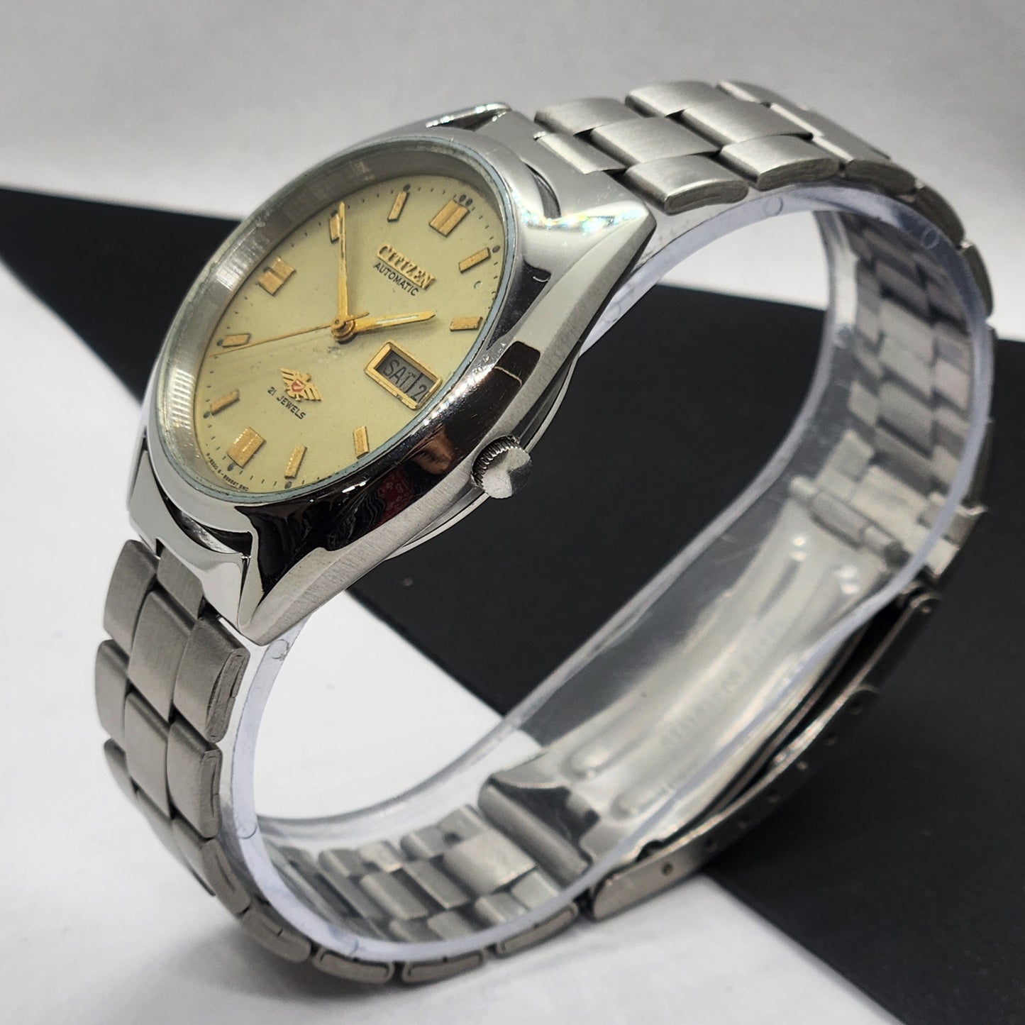 Vintage 1981 Original Citizen Automatic Cal. 8200 Golden Face 21 Jewels Day-Date Japanese Men's Wrist Watch EG58