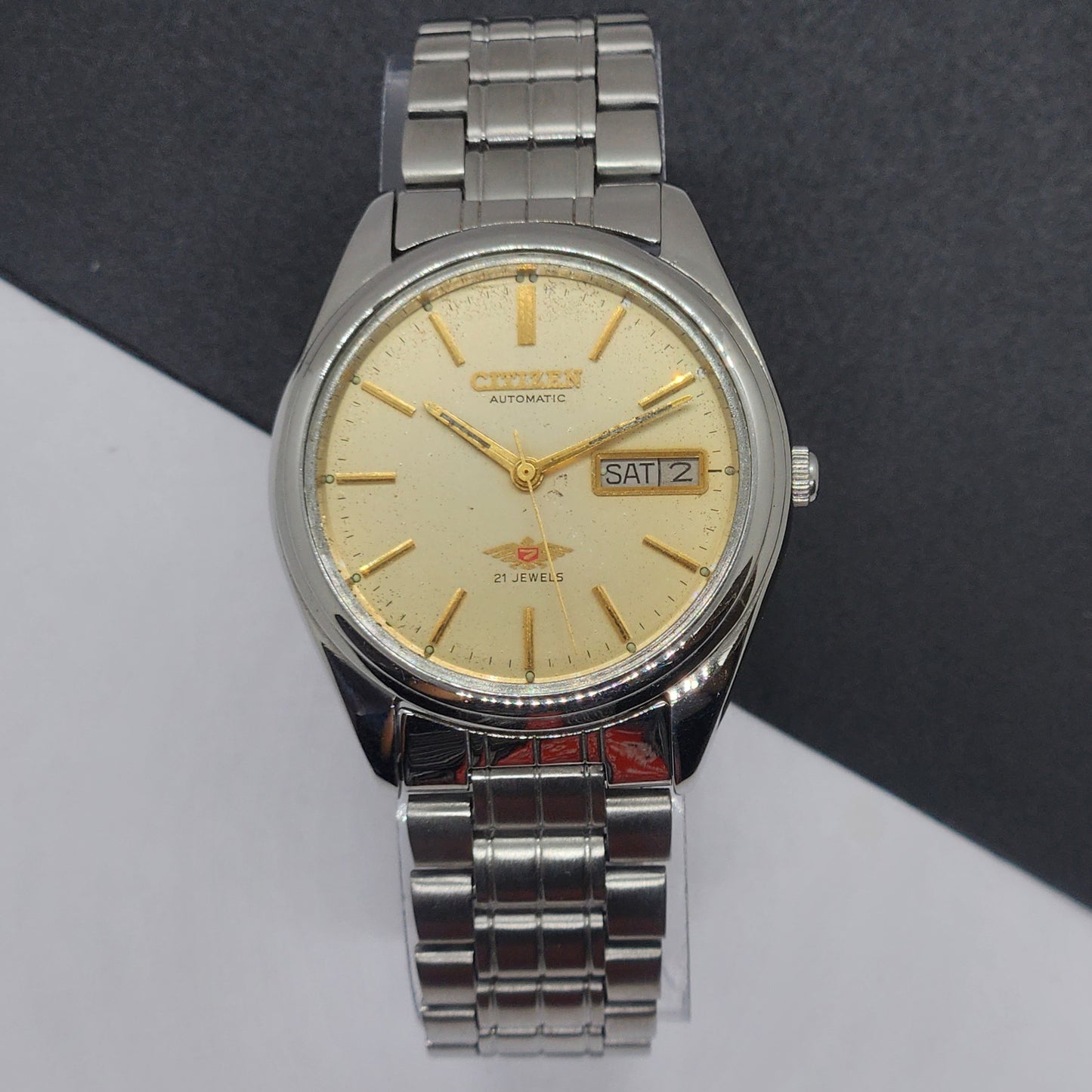 Vintage 1978 Original Citizen Automatic Cal. 8200 Golden Face 21 Jewels Day-Date Japanese Men's Wrist Watch EG59