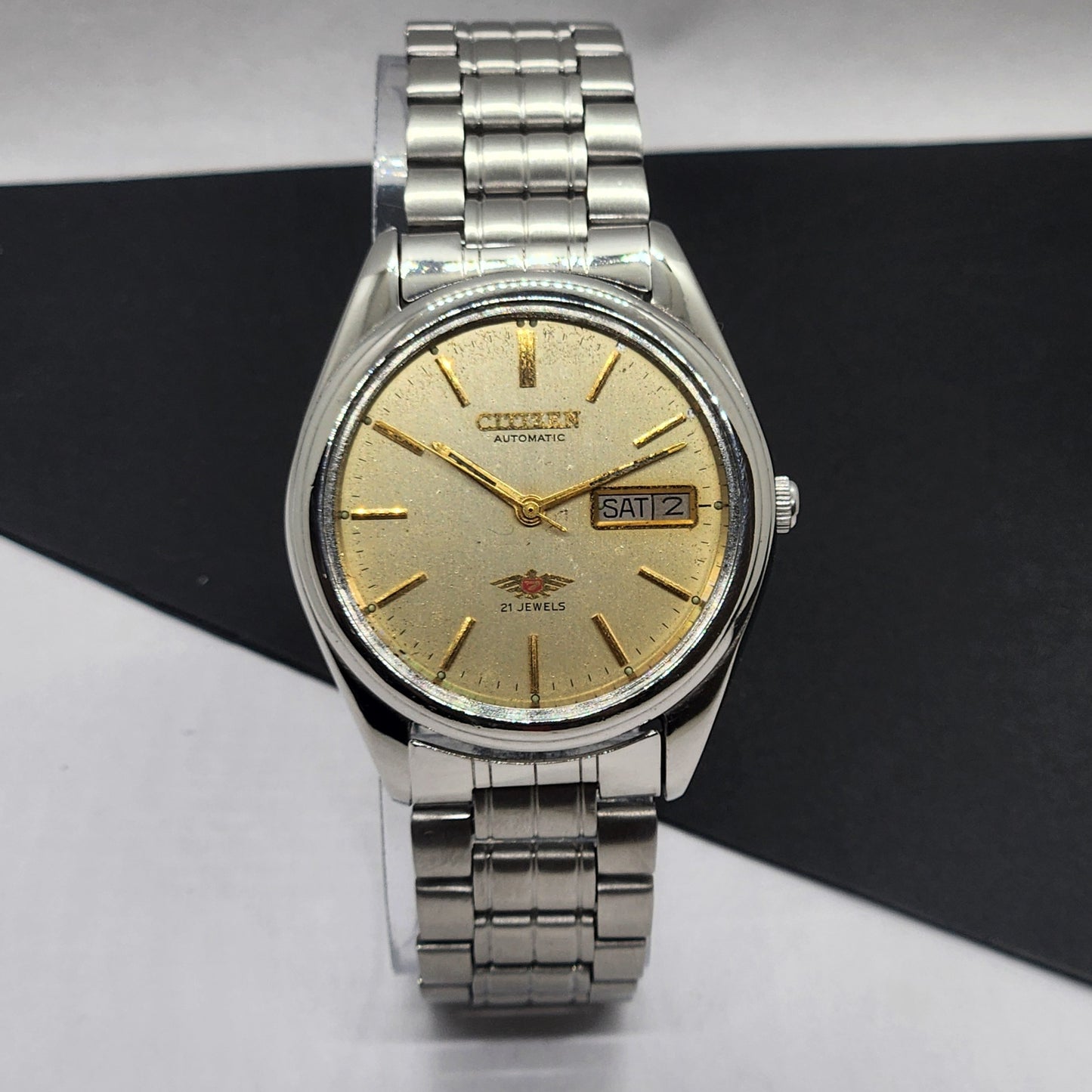 Vintage 1978 Original Citizen Automatic Cal. 8200 Golden Face 21 Jewels Day-Date Japanese Men's Wrist Watch EG59