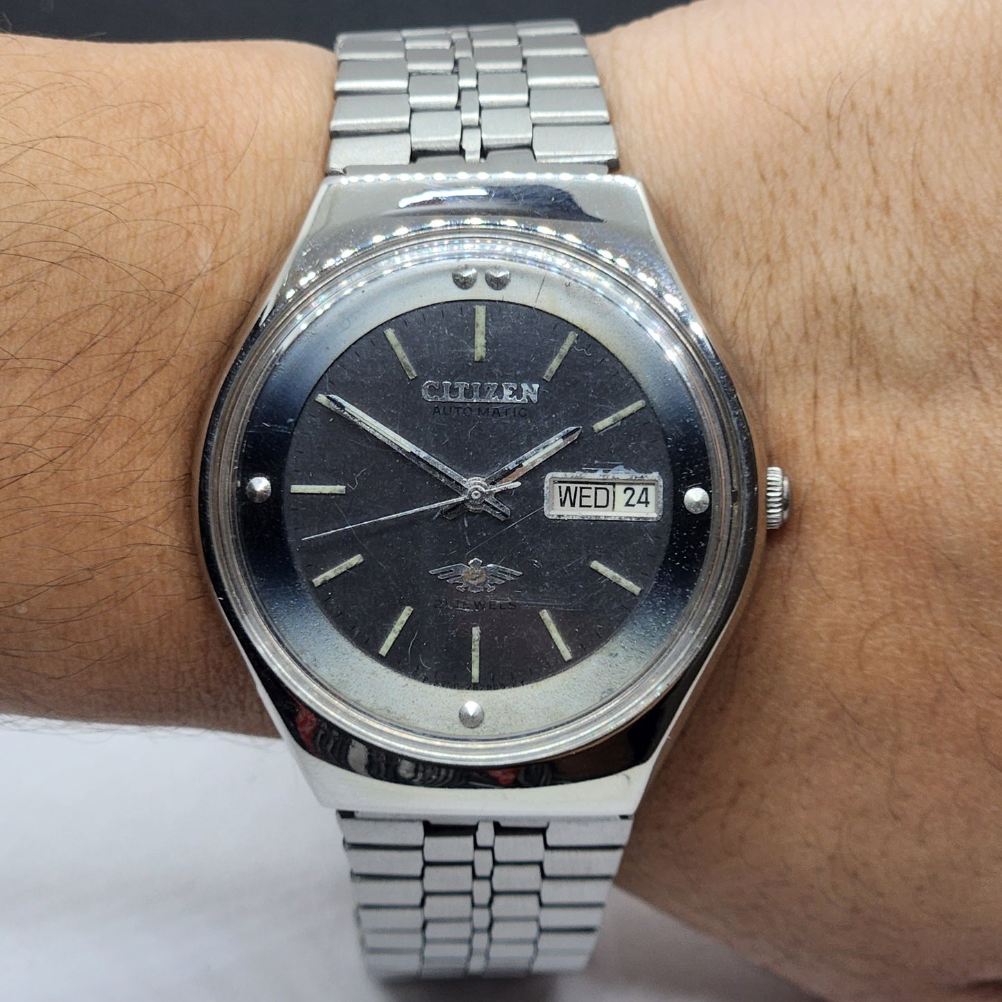 Vintage Original Citizen 1980 Automatic Cal. 8200 Gray Face 21 Jewels Day-Date Japanese Men's Wrist Watch EG63