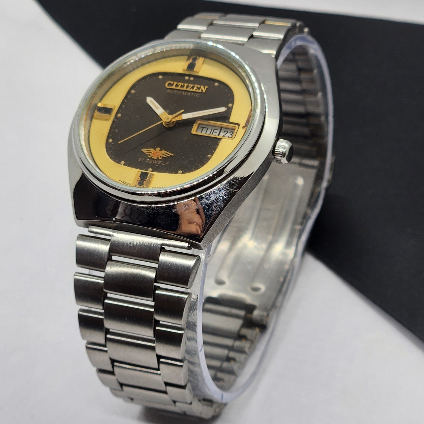 Vintage 1981 Original Citizen Automatic Cal. 8200 Brown Face 21 Jewels Day-Date Japanese Men's Wrist Watch EG64