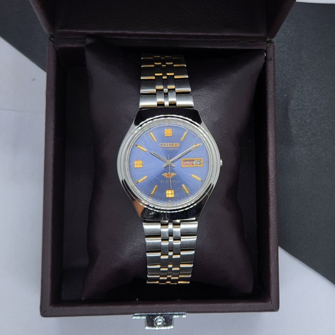 Vintage 1976 Original Citizen Automatic Cal. 8200 Blue Face 21 Jewels Day-Date Japanese Men's Wrist Watch EG65