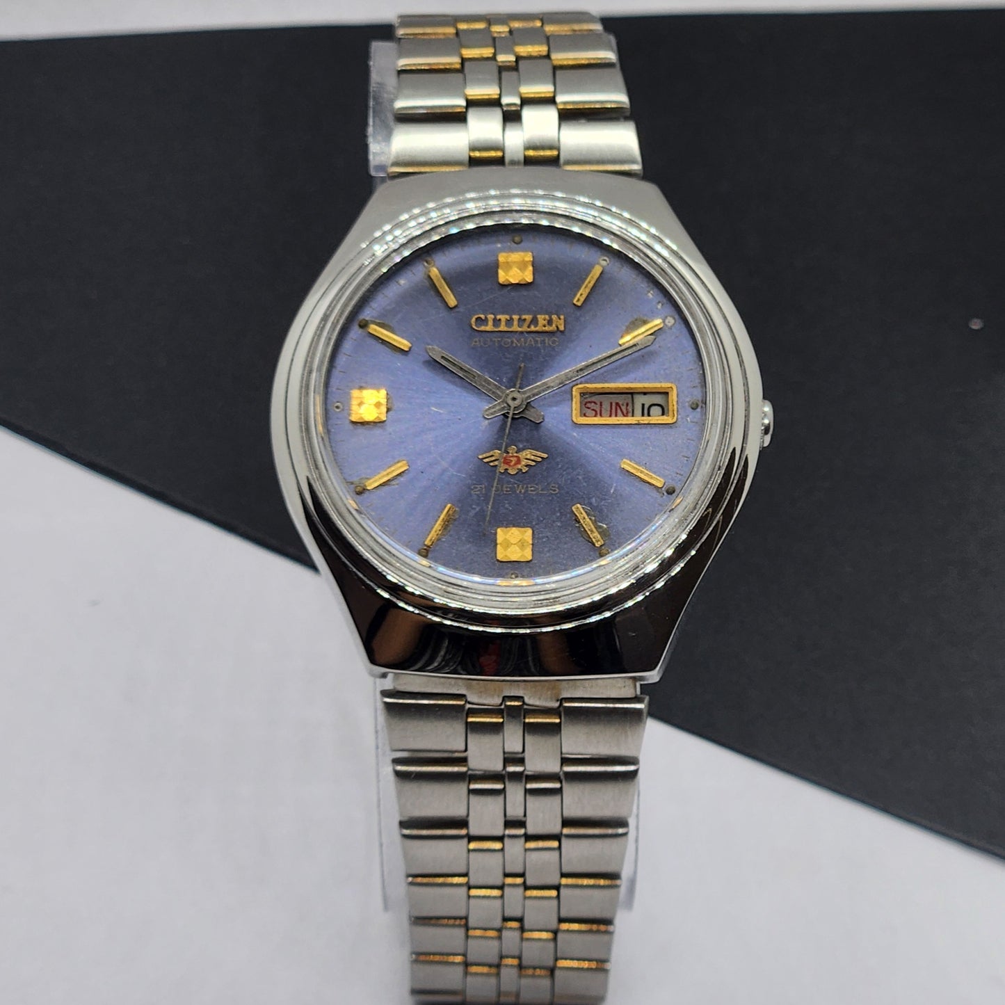 Vintage 1976 Original Citizen Automatic Cal. 8200 Blue Face 21 Jewels Day-Date Japanese Men's Wrist Watch EG65