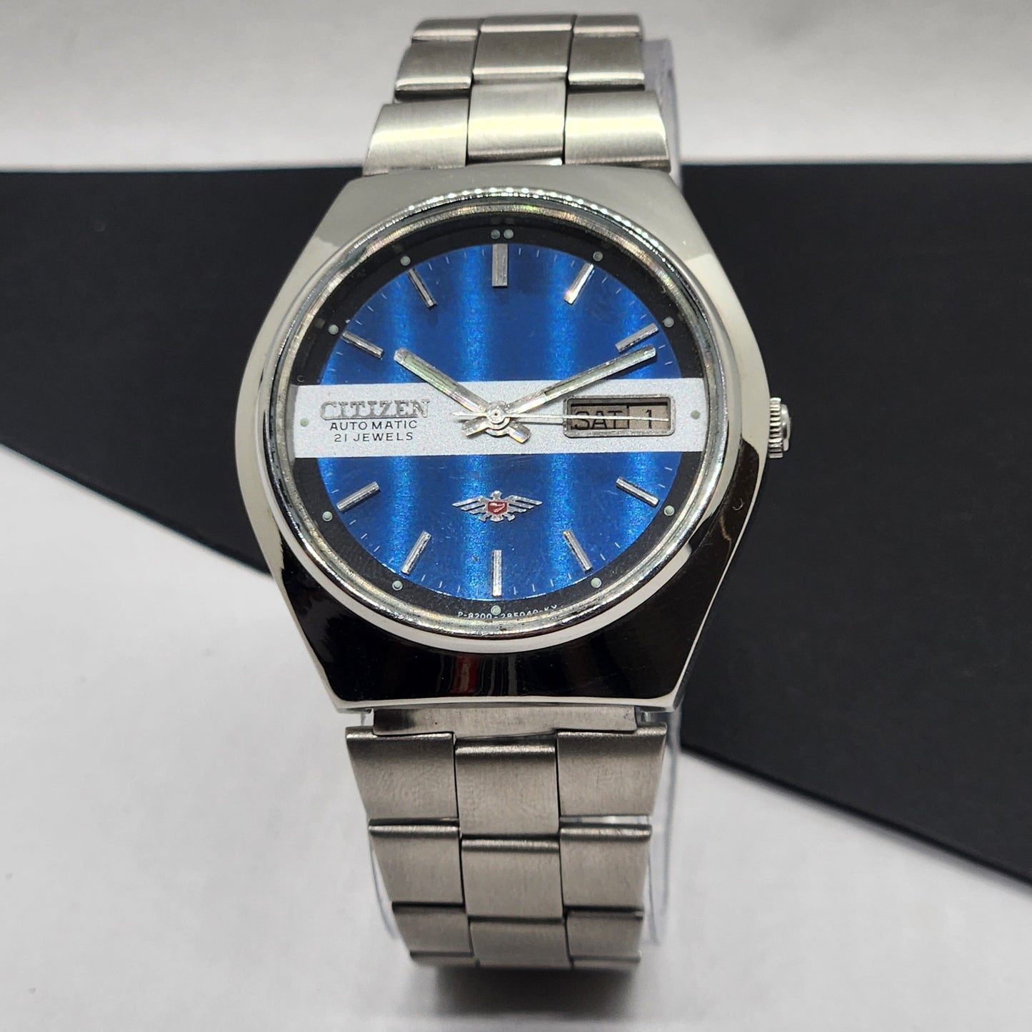 Vintage 1981 Original Citizen Automatic Cal. 8200 Blue Face 21 Jewels Day-Date Japanese Men's Wrist Watch EG66