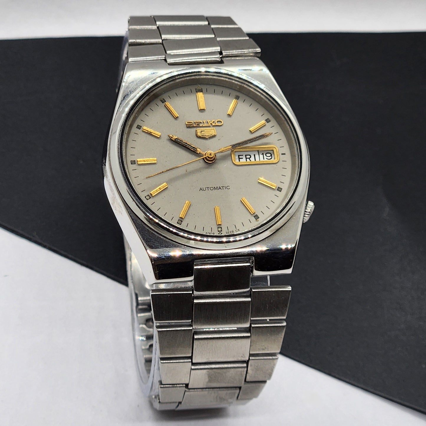 Vintage 1979 Original Seiko 5 Automatic 6309-8350 Gray Face 21 Jewels Day-Date Japanese Men's Wrist Watch EG67