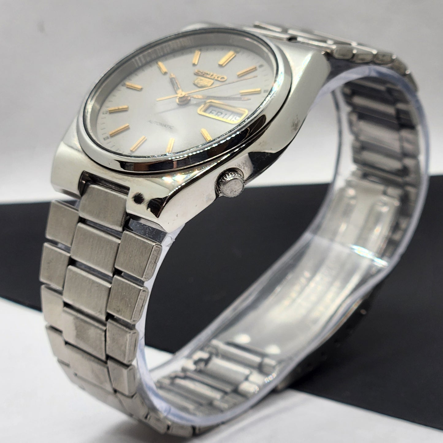 Vintage 1979 Original Seiko 5 Automatic 6309-8350 Gray Face 21 Jewels Day-Date Japanese Men's Wrist Watch EG67
