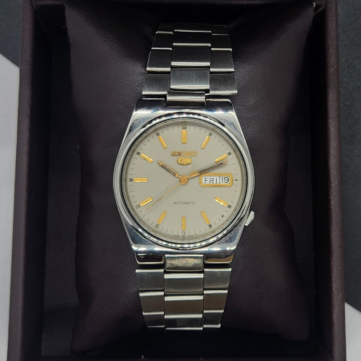 Vintage 1979 Original Seiko 5 Automatic 6309-9350 Gray Face 17 Jewels Day-Date Japanese Men's Wrist Watch EG71