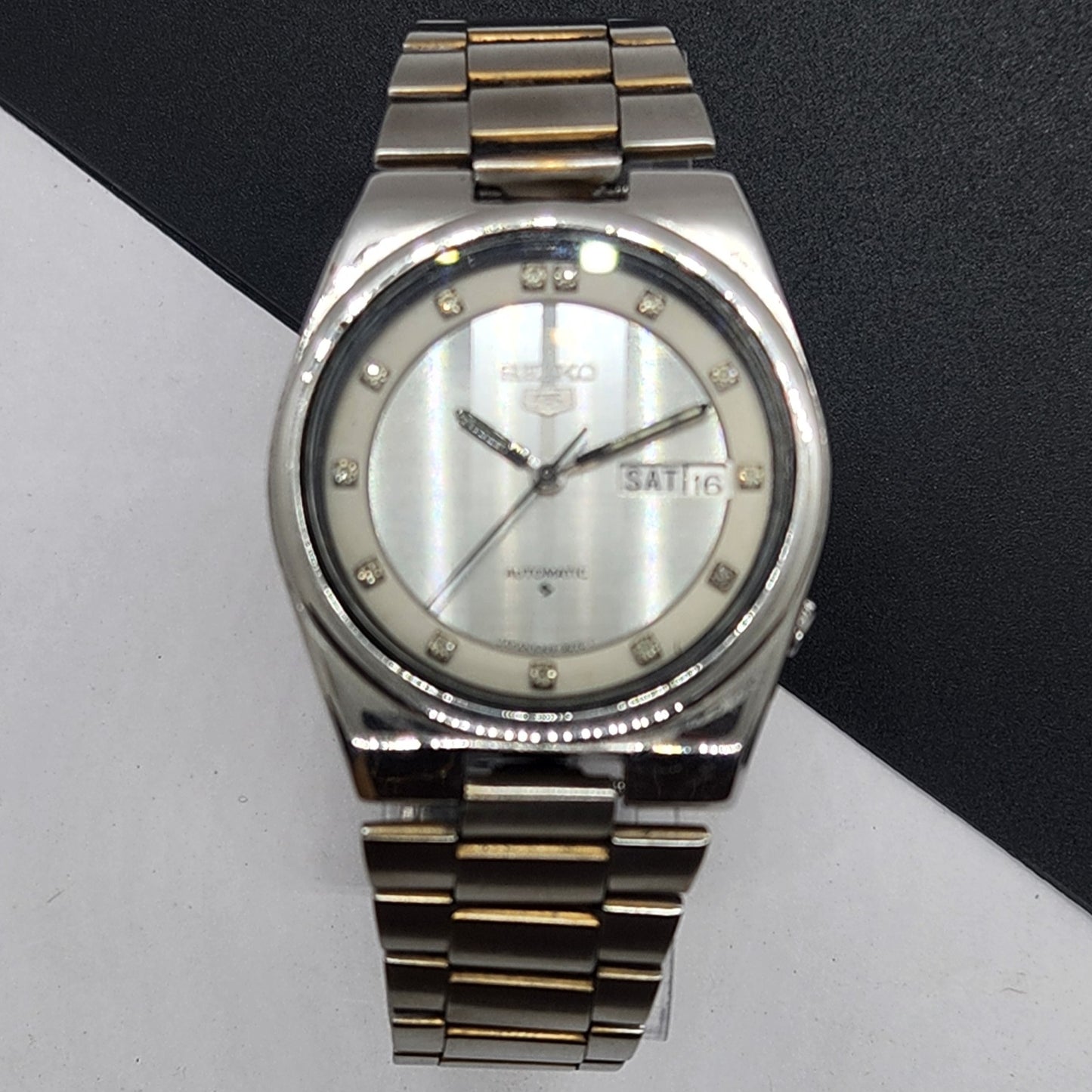 Vintage 1979 Original Seiko 5 Automatic 6309-8340 Silver Face 17 Jewels Day-Date Japanese Men's Wrist Watch EG68