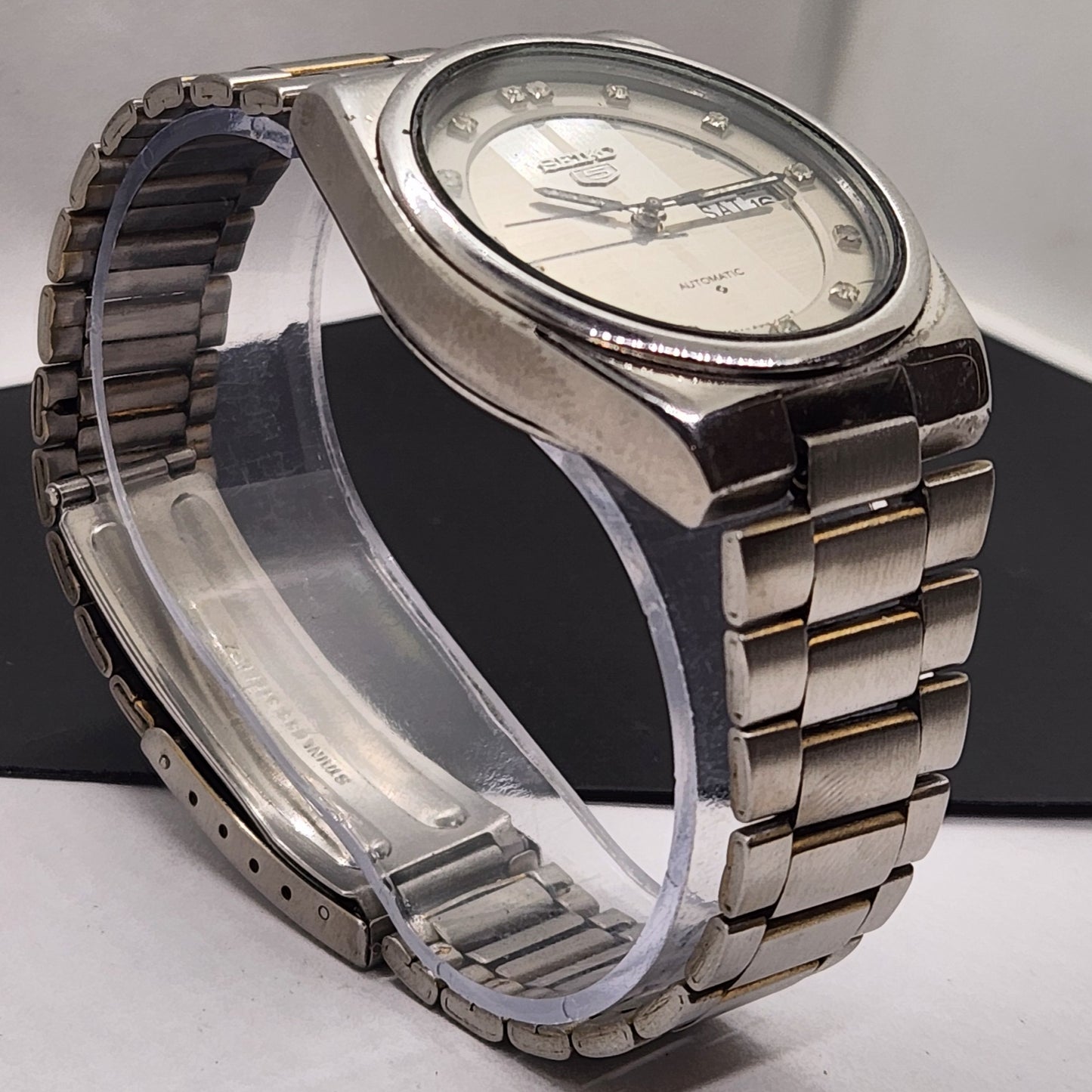 Vintage 1979 Original Seiko 5 Automatic 6309-8340 Silver Face 17 Jewels Day-Date Japanese Men's Wrist Watch EG68