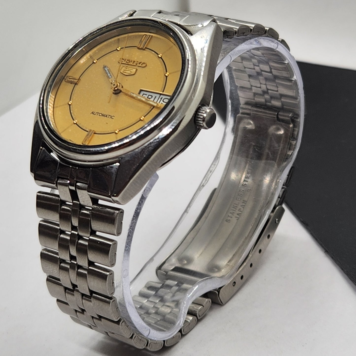 Vintage 1977 Original Seiko 5 Automatic 6309-6240 Golden Face 17 Jewels Day-Date Japanese Men's Wrist Watch EG72