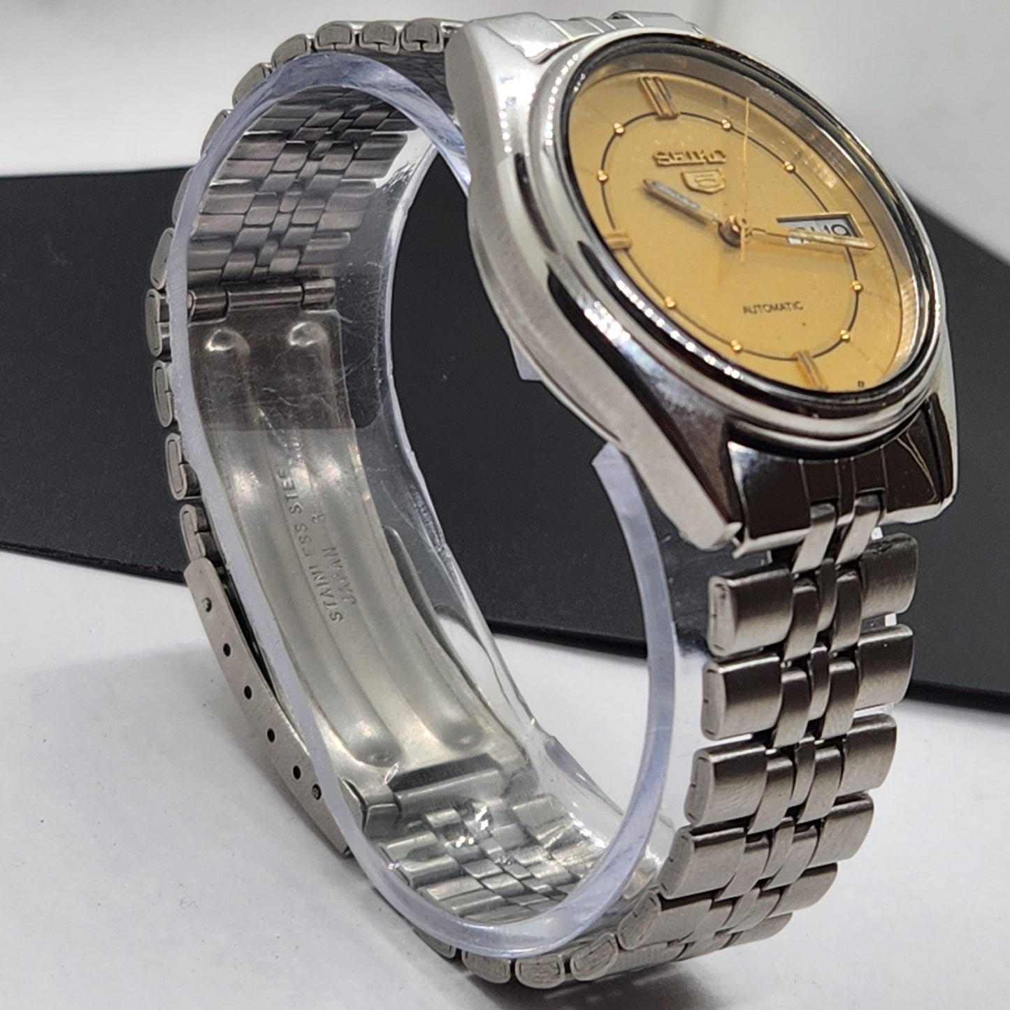 Vintage 1977 Original Seiko 5 Automatic 6309-6240 Golden Face 17 Jewels Day-Date Japanese Men's Wrist Watch EG72