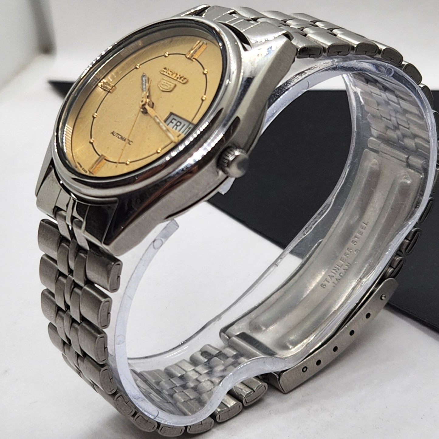Vintage 1977 Original Seiko 5 Automatic 6309-6240 Golden Face 17 Jewels Day-Date Japanese Men's Wrist Watch EG72