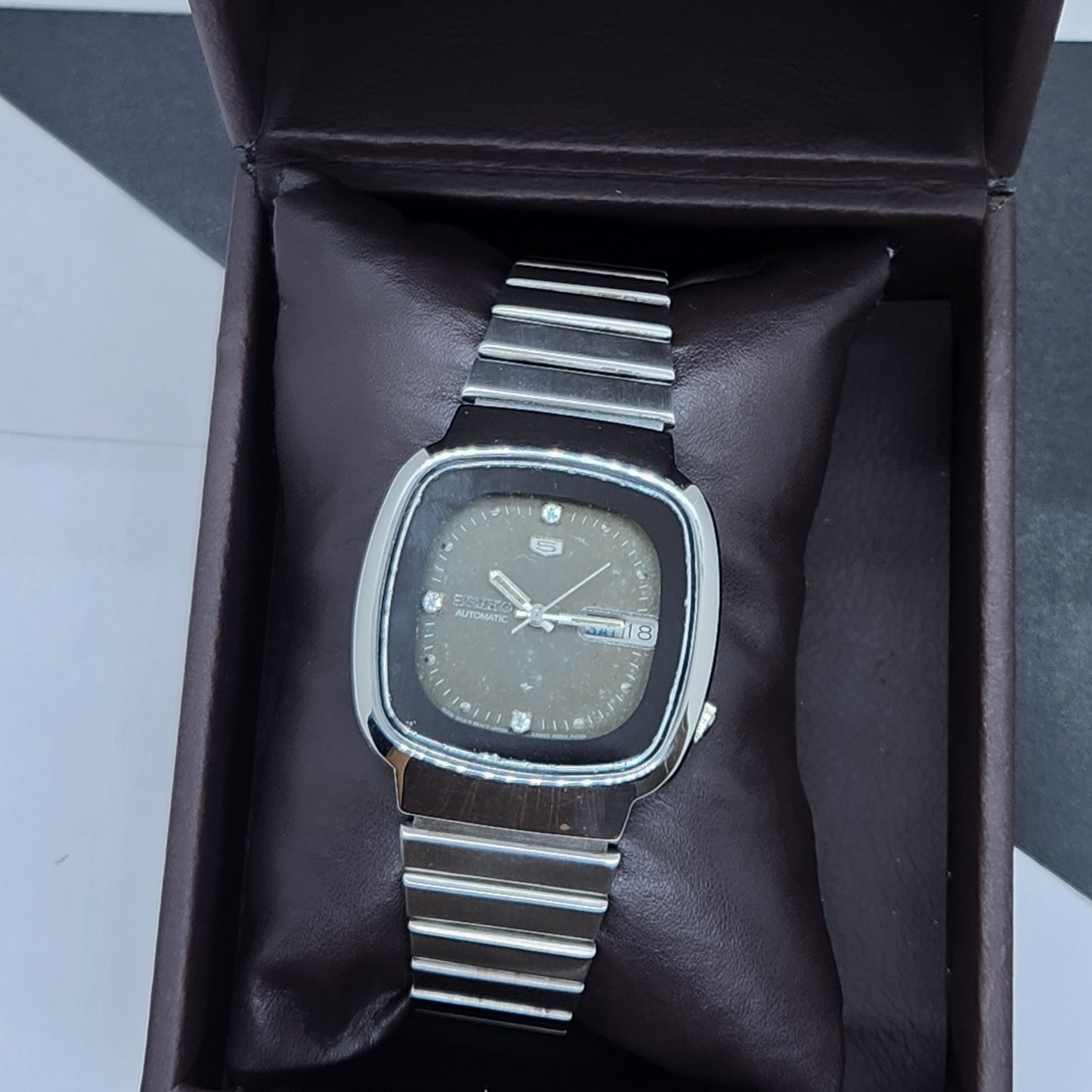 Vintage 1981 Original Seiko 5 Automatic 7009-5150 Gray Face 17 Jewels Day-Date Japanese Men's Wrist Watch EG70