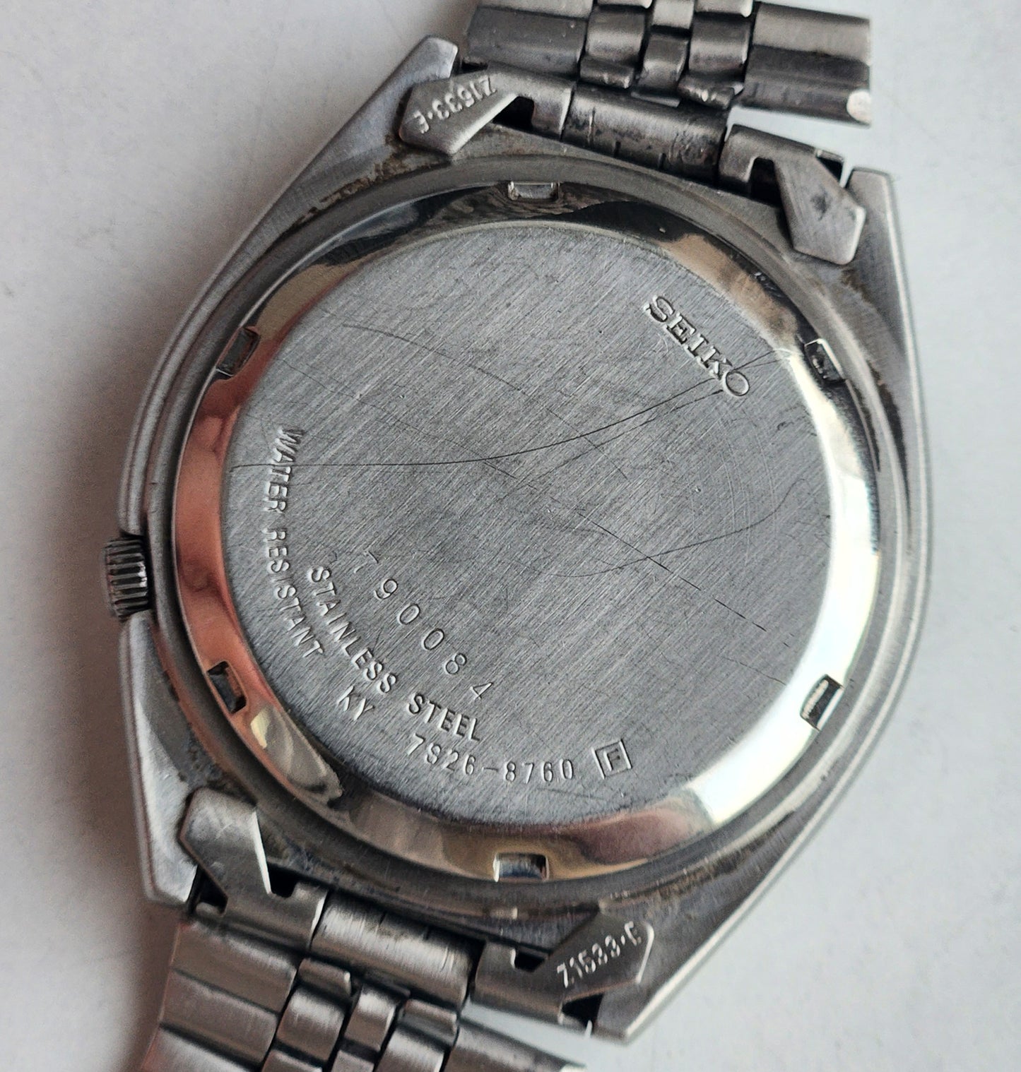 Vintage 1997 Original Seiko 5 Automatic 7S26-8760 White Face 21 Jewels Day-Date Japanese Men's Wrist Watch EG87