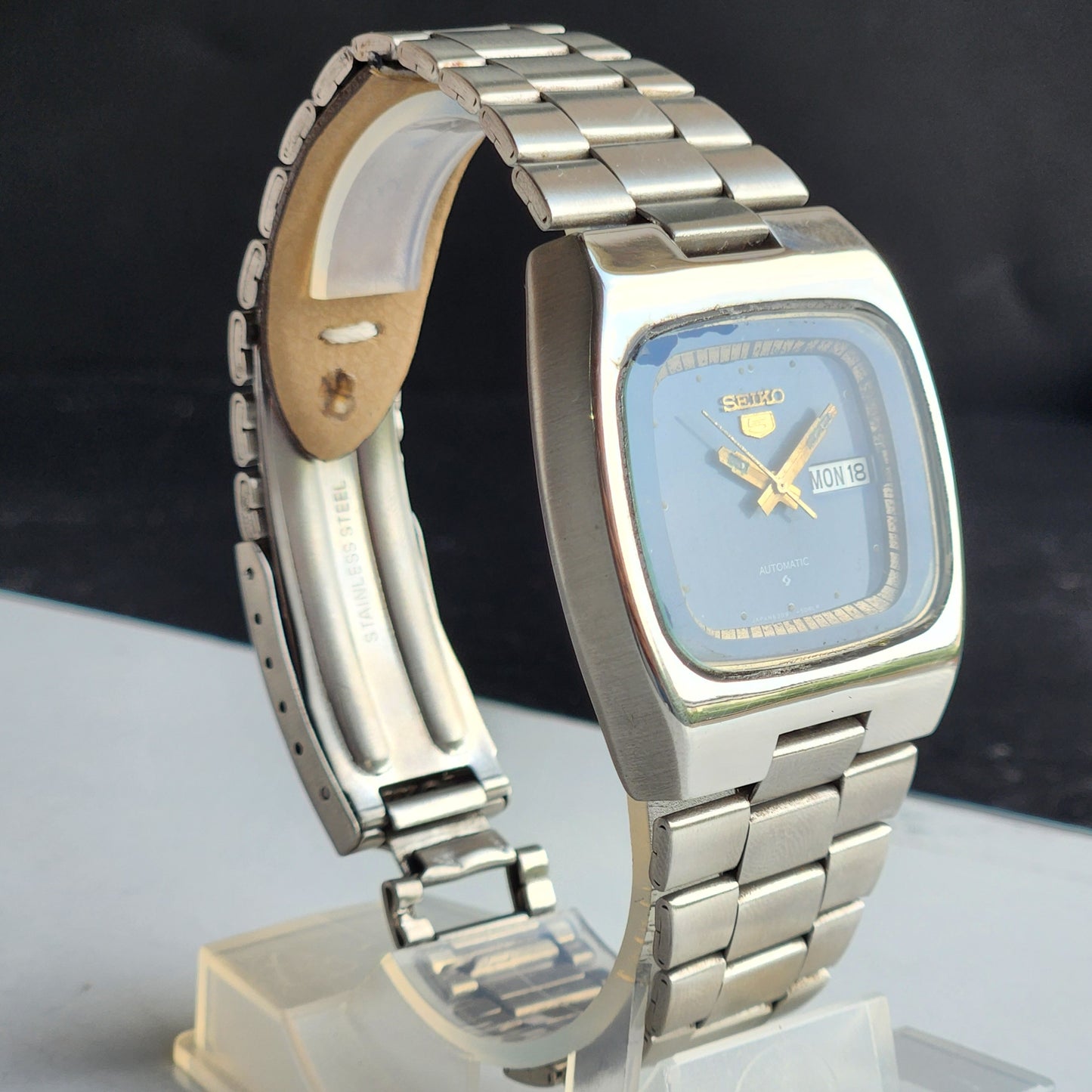 Vintage 1978 Original Seiko 5 Automatic 6309-508A Blue Face 17 Jewels Day-Date Japanese Men's Wrist Watch EG106