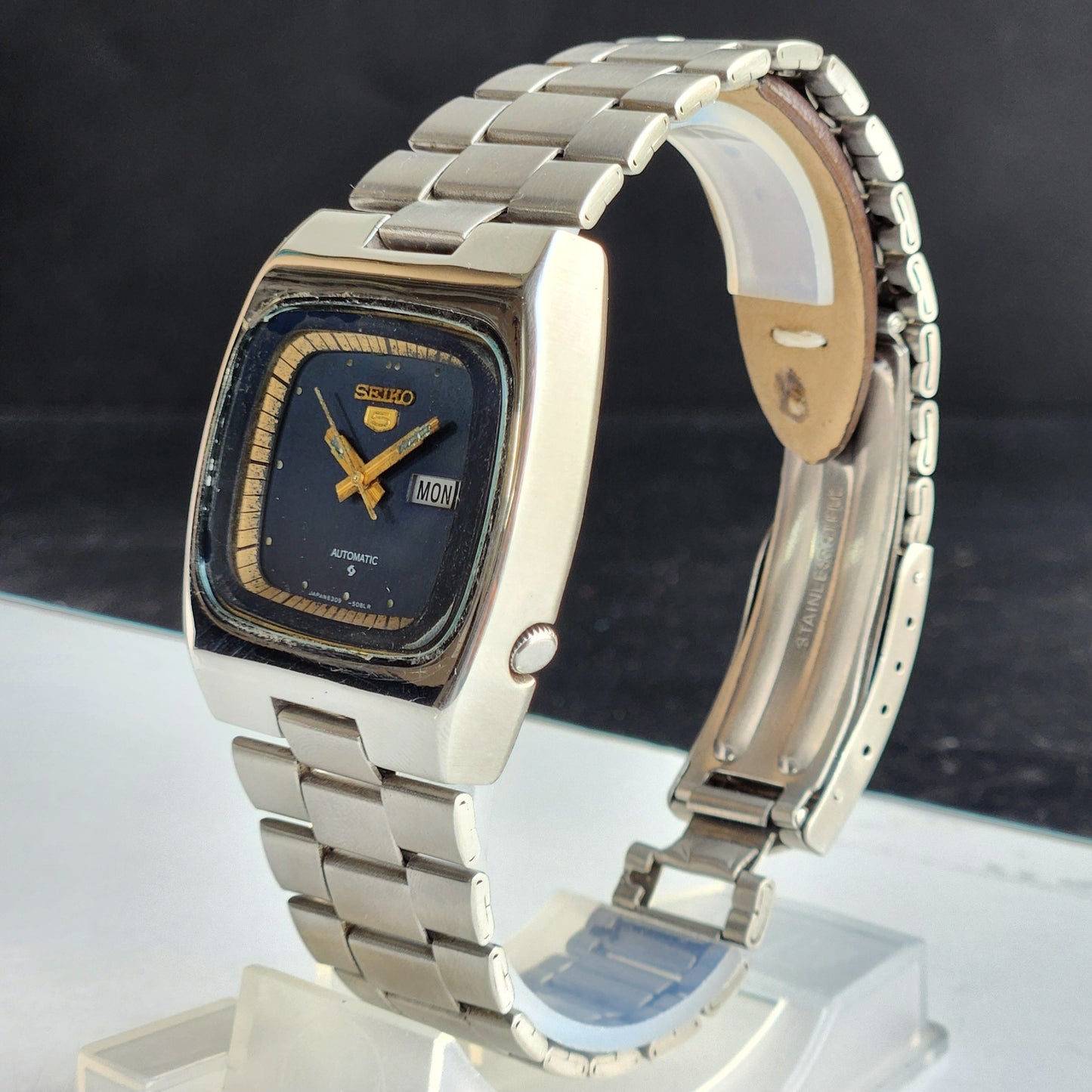 Vintage 1978 Original Seiko 5 Automatic 6309-508A Blue Face 17 Jewels Day-Date Japanese Men's Wrist Watch EG106