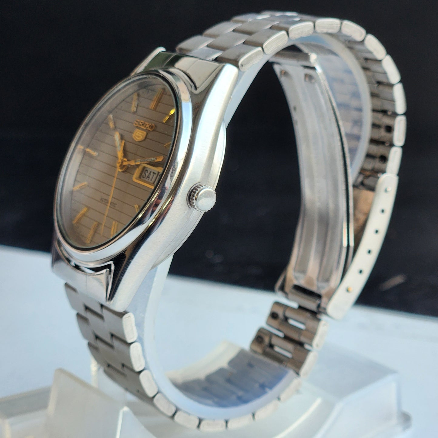 Vintage 1976 Original Seiko 5 Automatic 6309-8920 Grey Face 17 Jewels Day-Date Japanese Men's Wrist Watch EG107