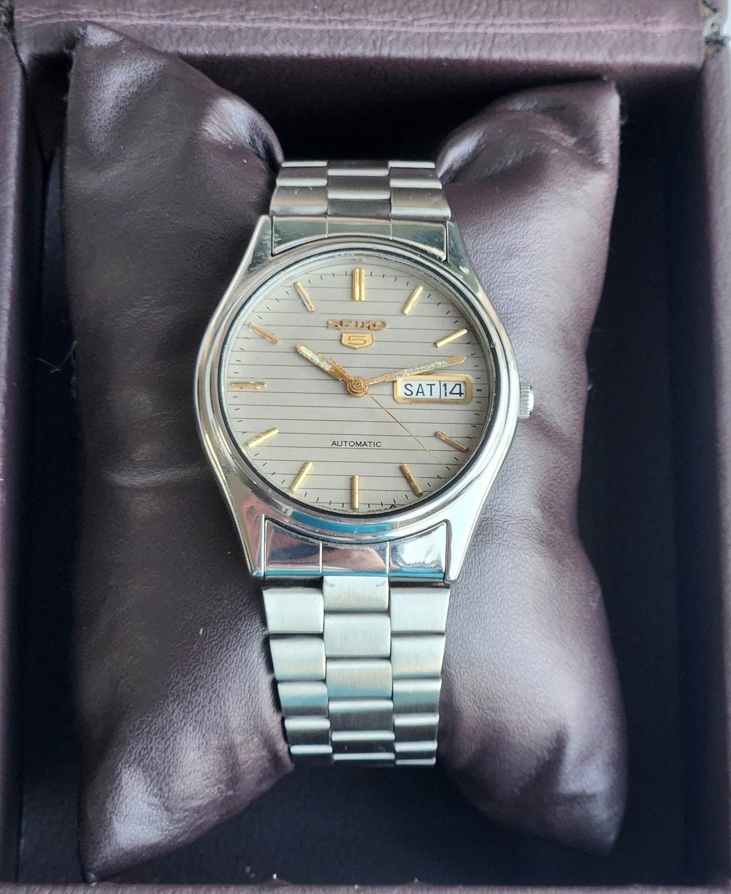 Vintage 1976 Original Seiko 5 Automatic 6309-8920 Grey Face 17 Jewels Day-Date Japanese Men's Wrist Watch EG107