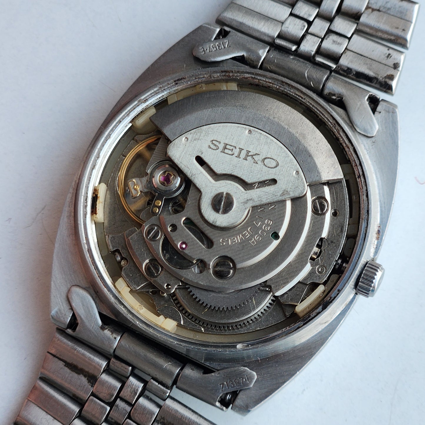 Vintage 1992 Original Seiko 5 Automatic 6349-5000 Silver Face 17 Jewels Day-Date Japanese Men's Wrist Watch EG108