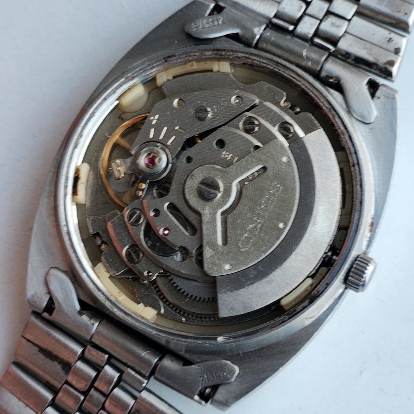 Vintage 1992 Original Seiko 5 Automatic 6349-5000 Silver Face 17 Jewels Day-Date Japanese Men's Wrist Watch EG108