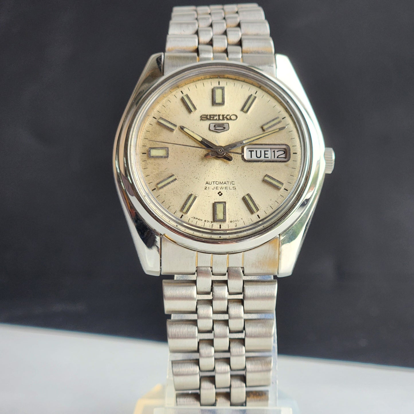 Vintage 1978 Original Seiko 5 Automatic 6309-8020 0ff White Face 17 Jewels Day-Date Japanese Men's Wrist Watch EG111